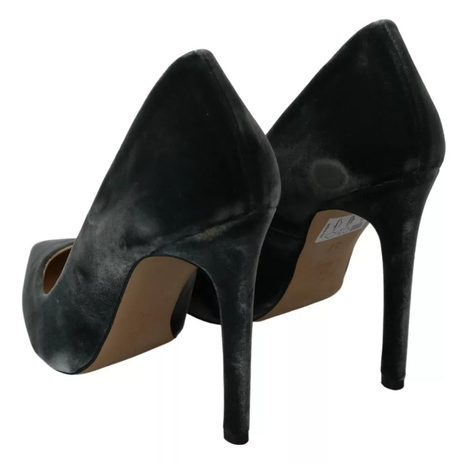 Ovyé Gray Velvet Dress Stiletto Pumps Shoes LUNESCAPE