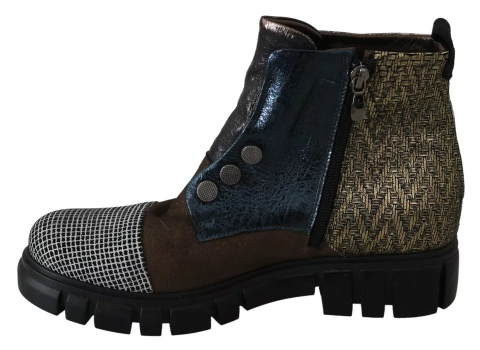 EBARRITO Multicolor Leather Suede Zipper Ankle Boots Shoes LUNESCAPE
