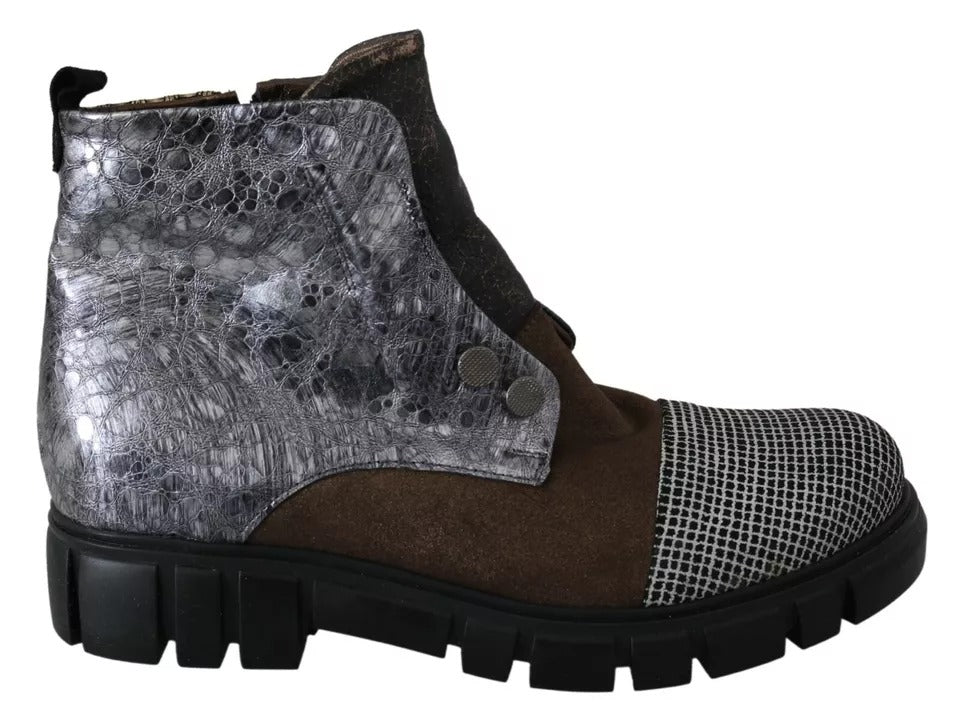 EBARRITO Multicolor Leather Suede Zipper Ankle Boots Shoes LUNESCAPE