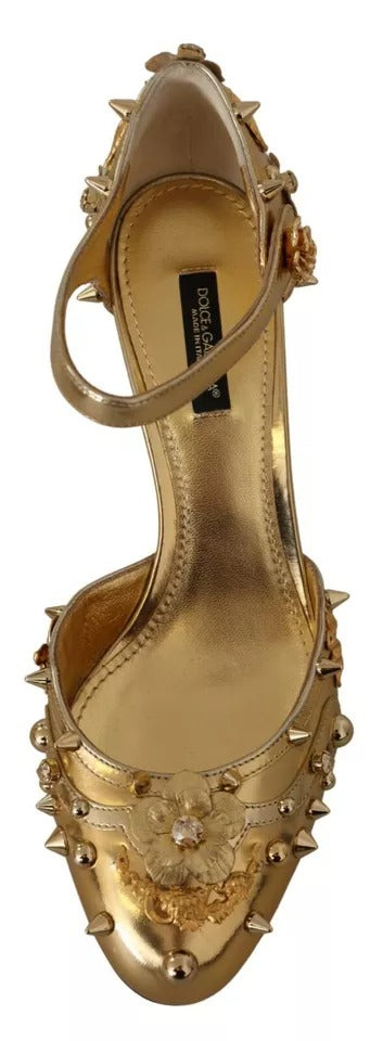 Dolce & Gabbana Gold Studs Vally Slingback Sandals Shoes LUNESCAPE