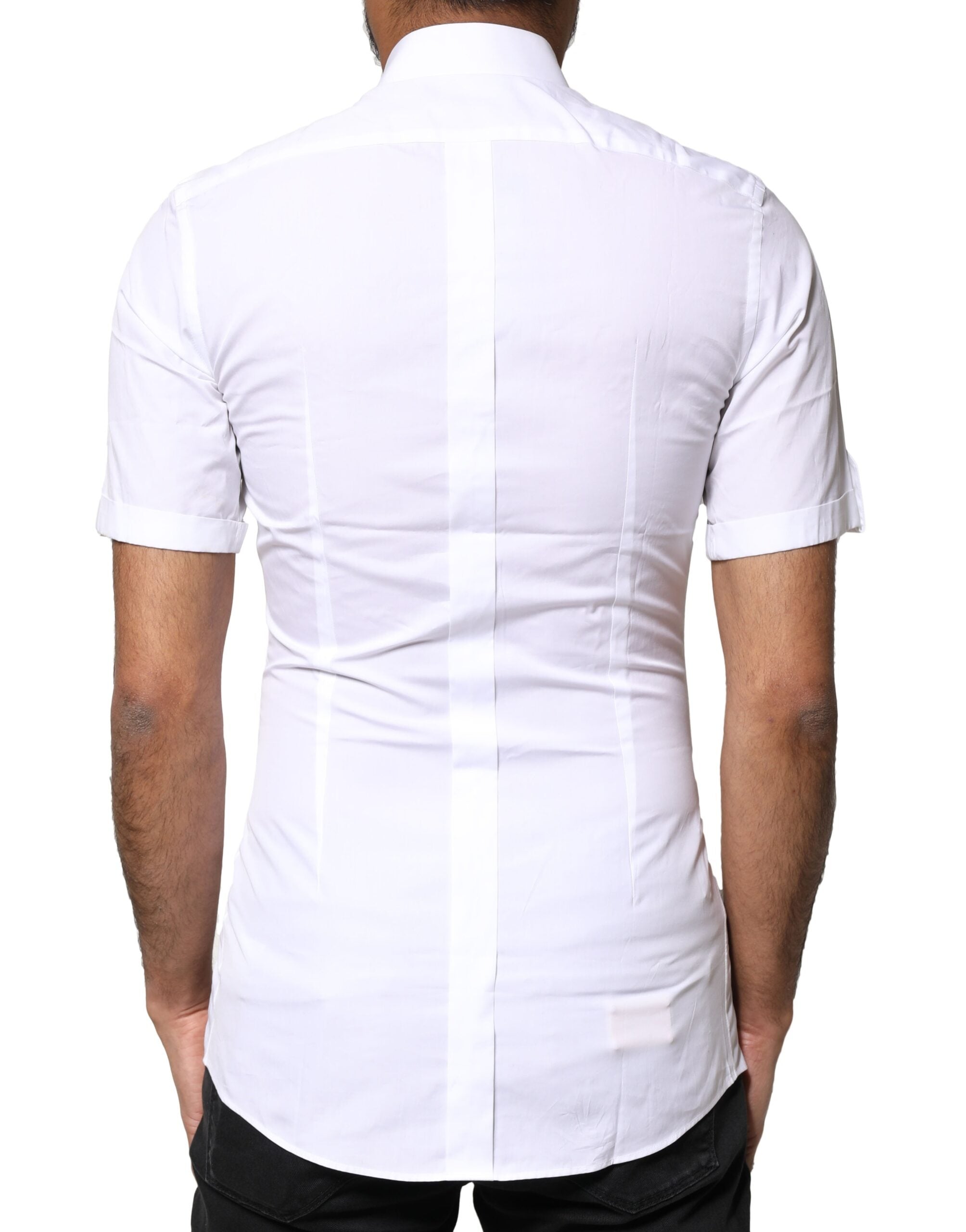Dolce & Gabbana White GOLD Button Down Casual Men Shirt