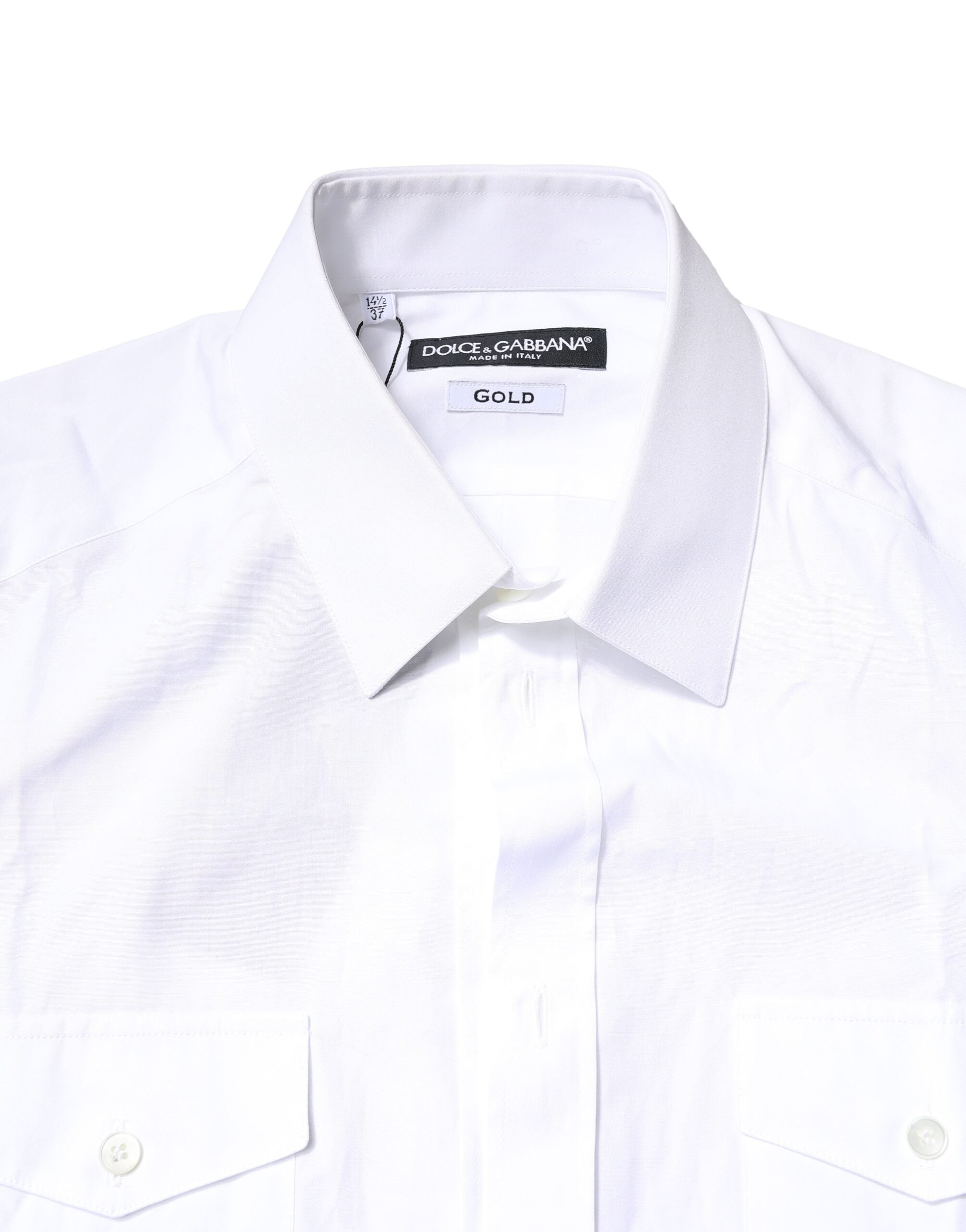 Dolce & Gabbana White GOLD Button Down Casual Men Shirt