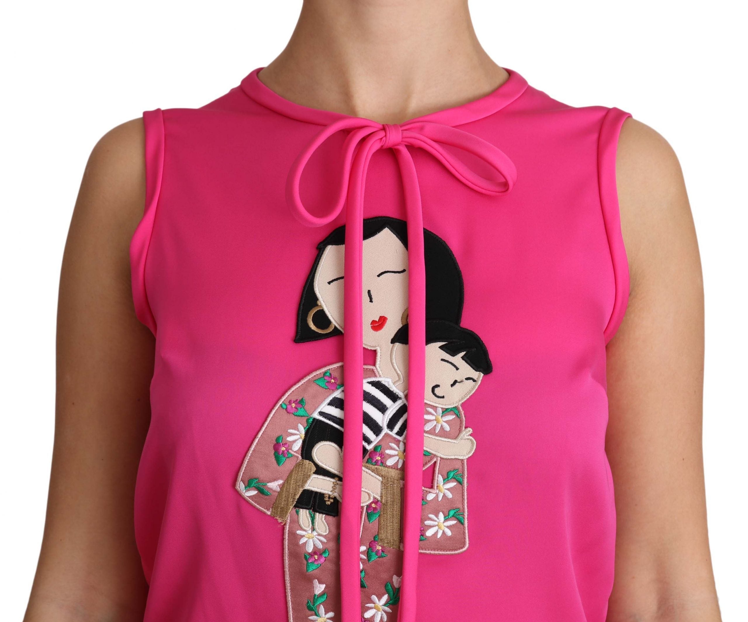 Dolce & Gabbana Pink Family Silk Tank  Mama Blouse Top Shirt LUNESCAPE