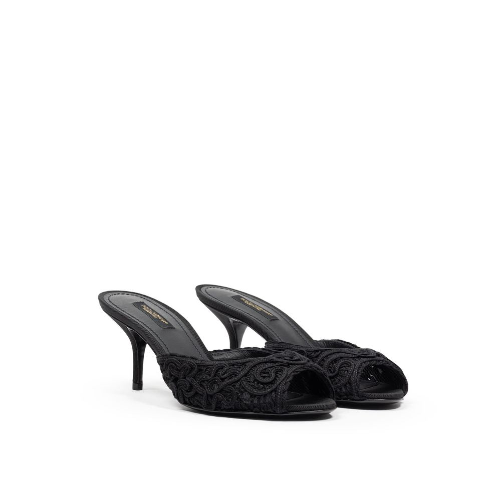 Dolce & Gabbana Black Cotton Sandal LUNESCAPE
