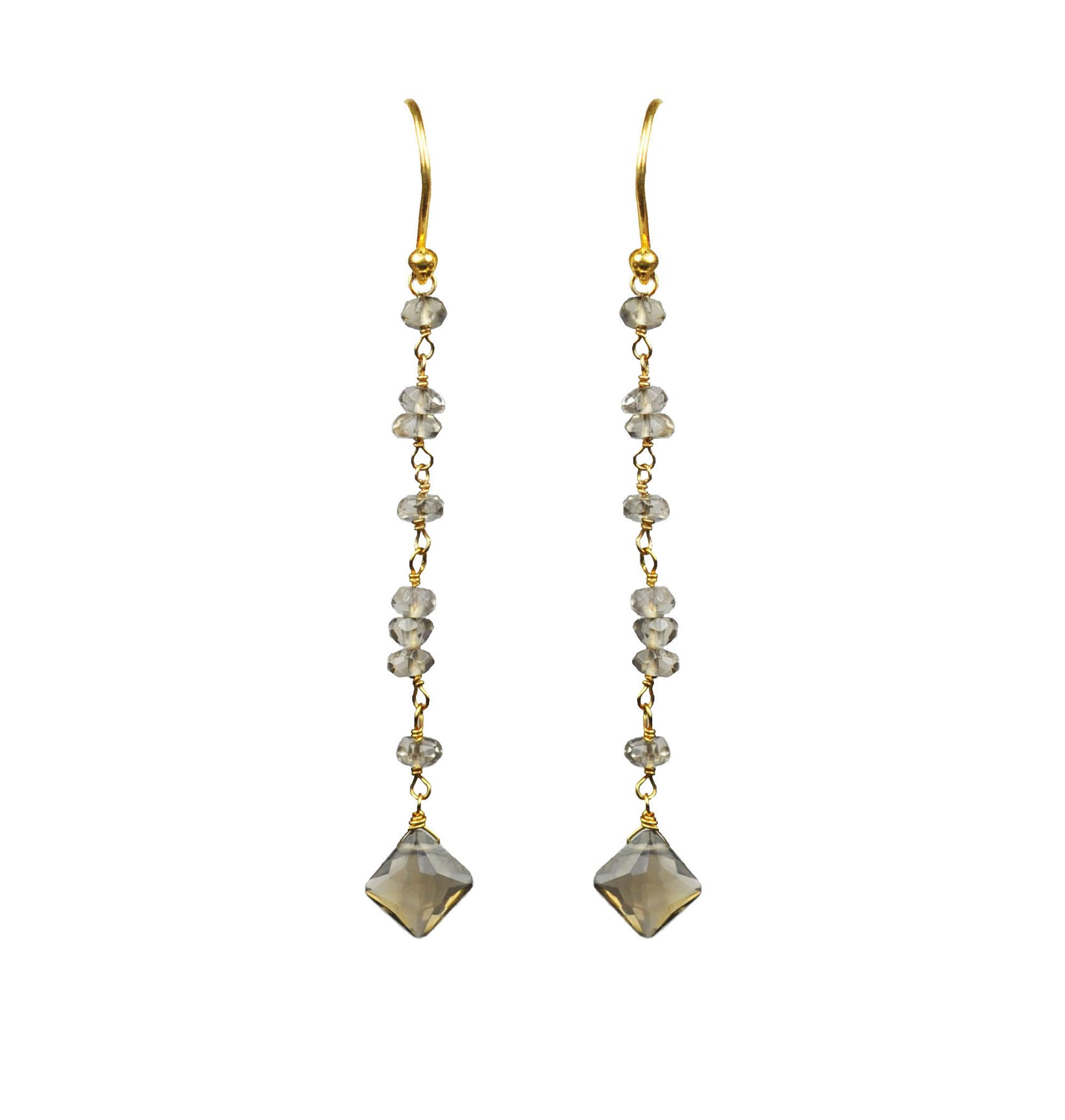 Smoky Topaz Linear Vermeil Earrings LUNESCAPE