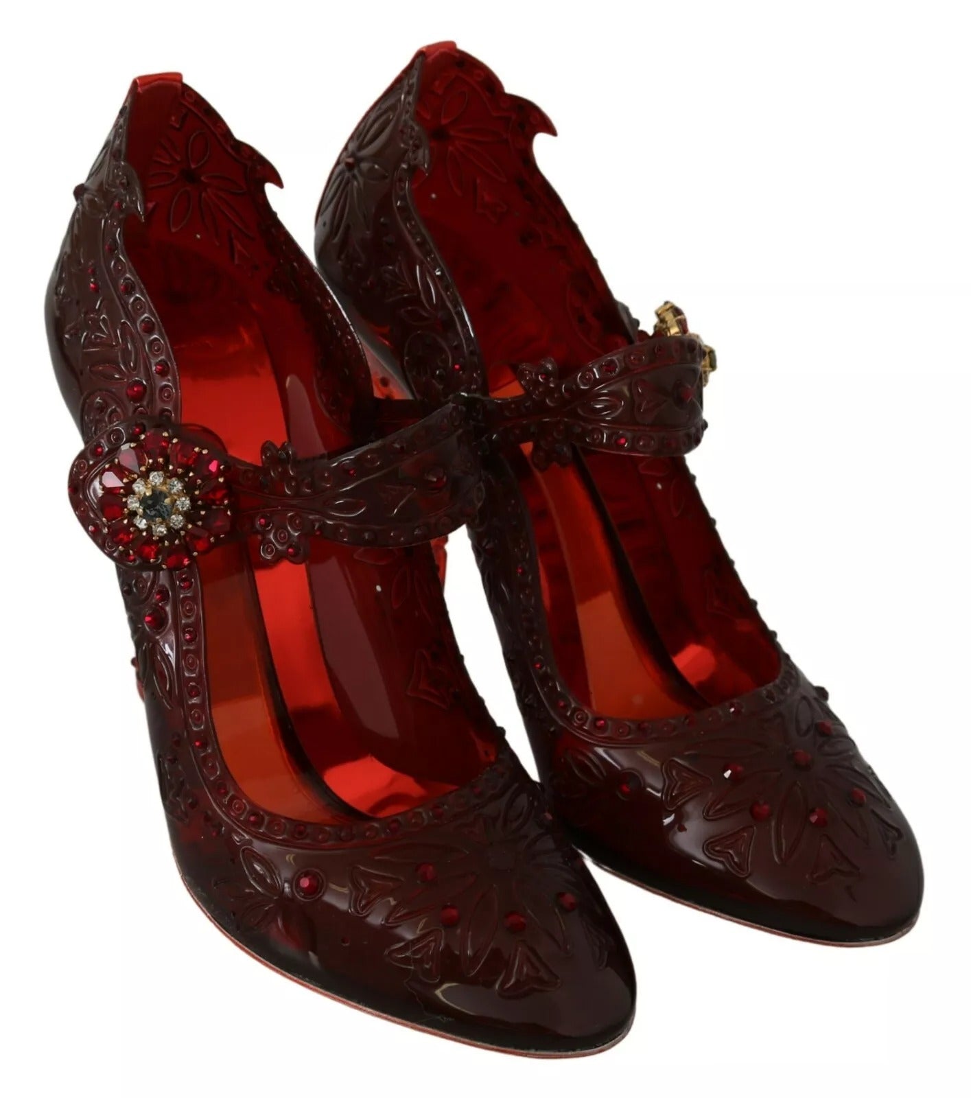 Dolce & Gabbana Red Floral Crystal Heels CINDERELLA Shoes LUNESCAPE