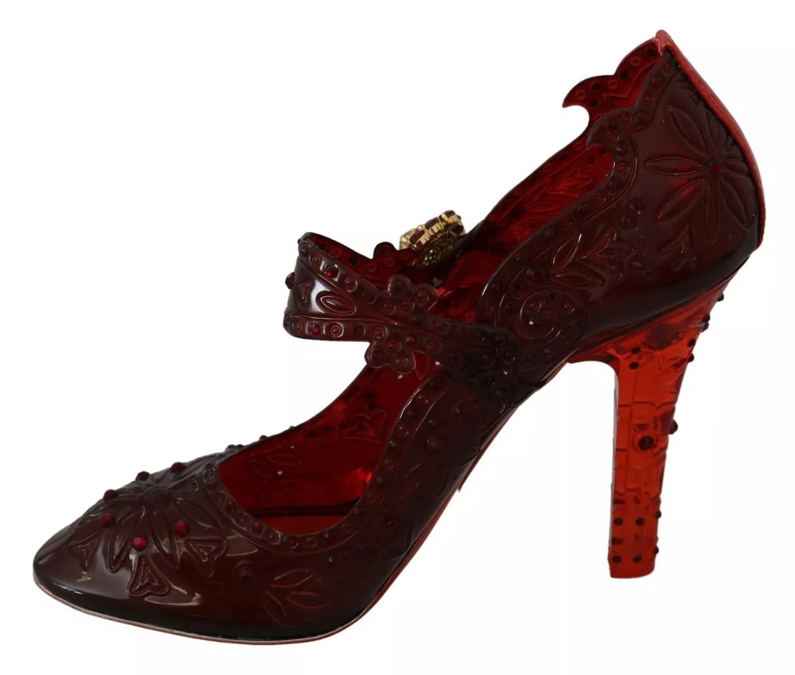 Dolce & Gabbana Red Floral Crystal Heels CINDERELLA Mary Jane Pumps LUNESCAPE
