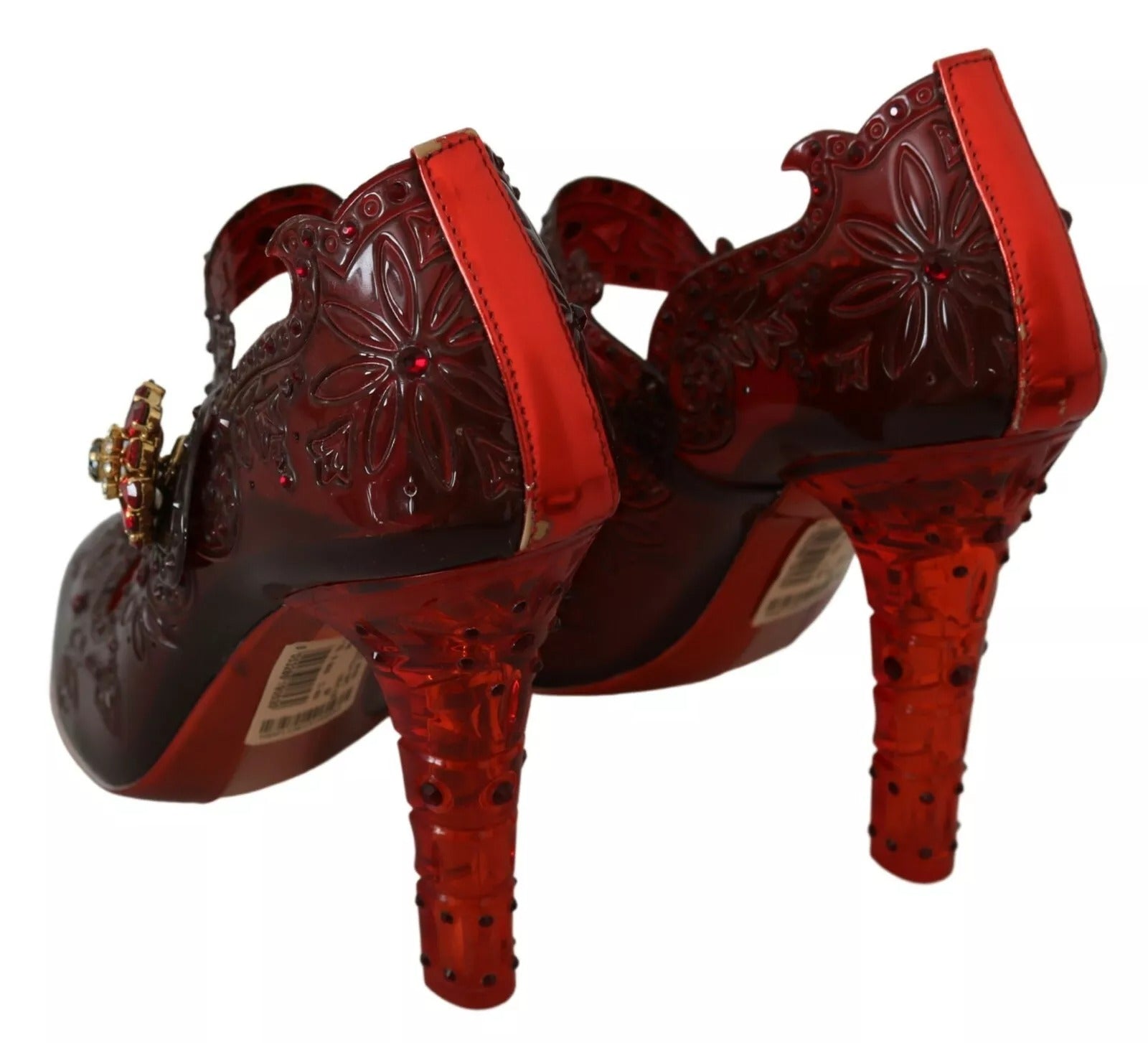 Dolce & Gabbana Red Floral Crystal Heels CINDERELLA Mary Jane Pumps LUNESCAPE