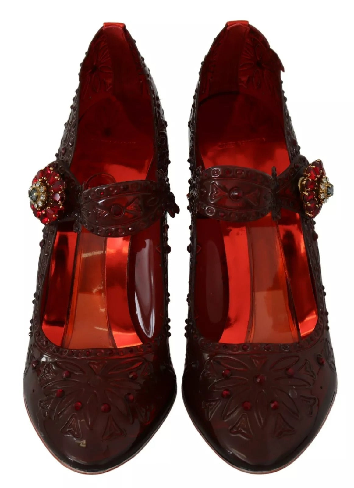 Dolce & Gabbana Red Floral Crystal Heels CINDERELLA Mary Jane Pumps LUNESCAPE
