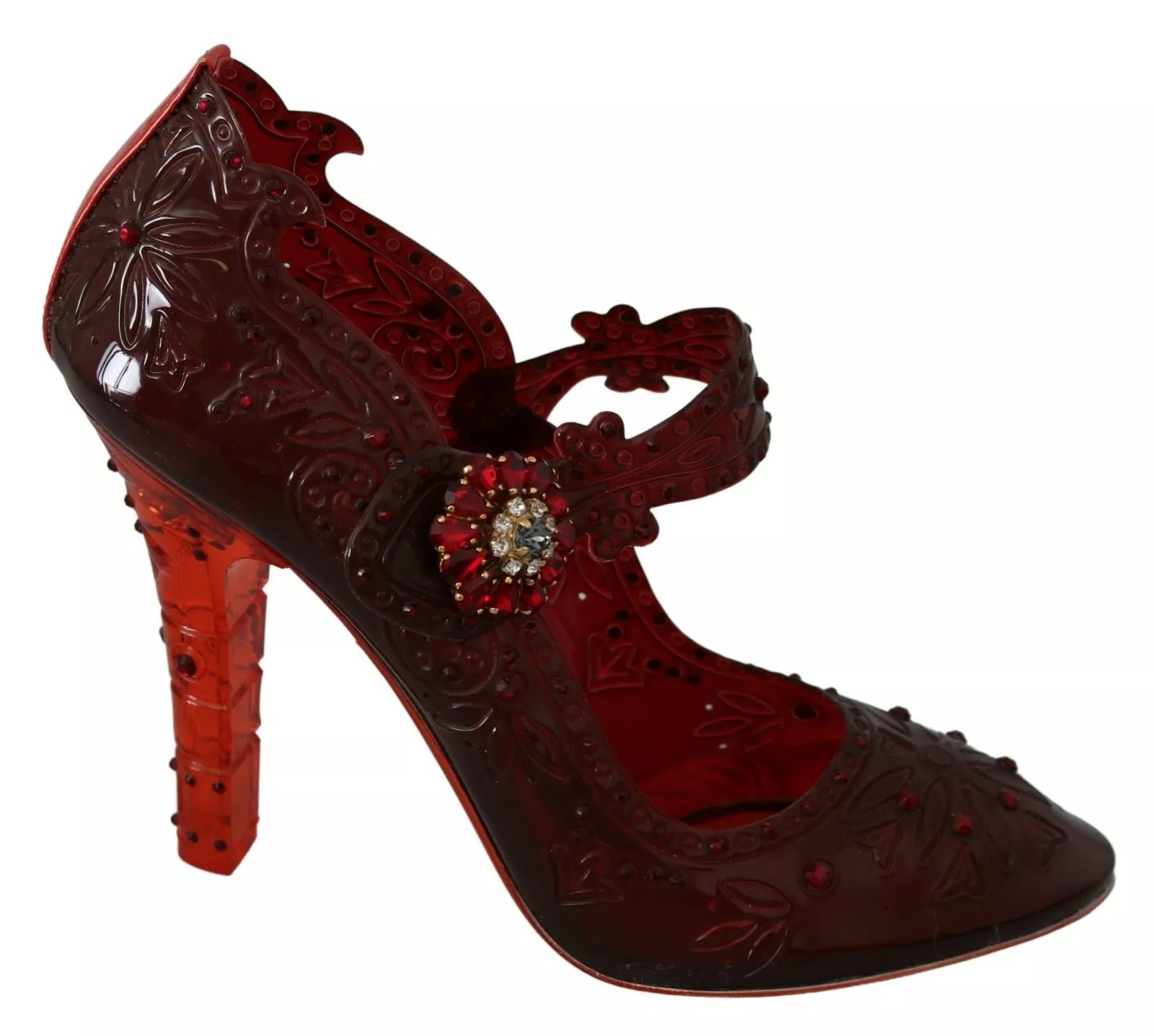 Dolce & Gabbana Red Floral Crystal Heels CINDERELLA Shoes LUNESCAPE