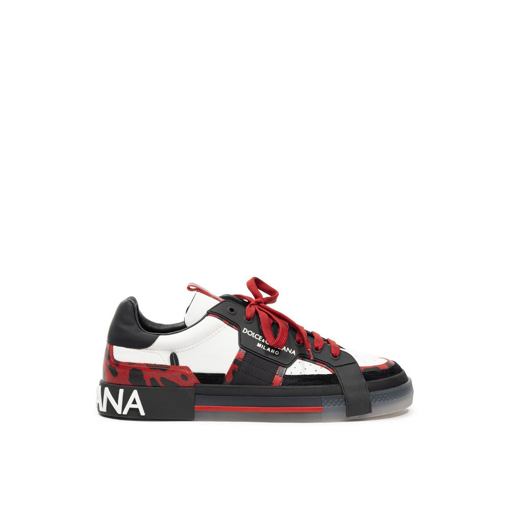 Dolce & Gabbana Black And White Leather Sneaker LUNESCAPE