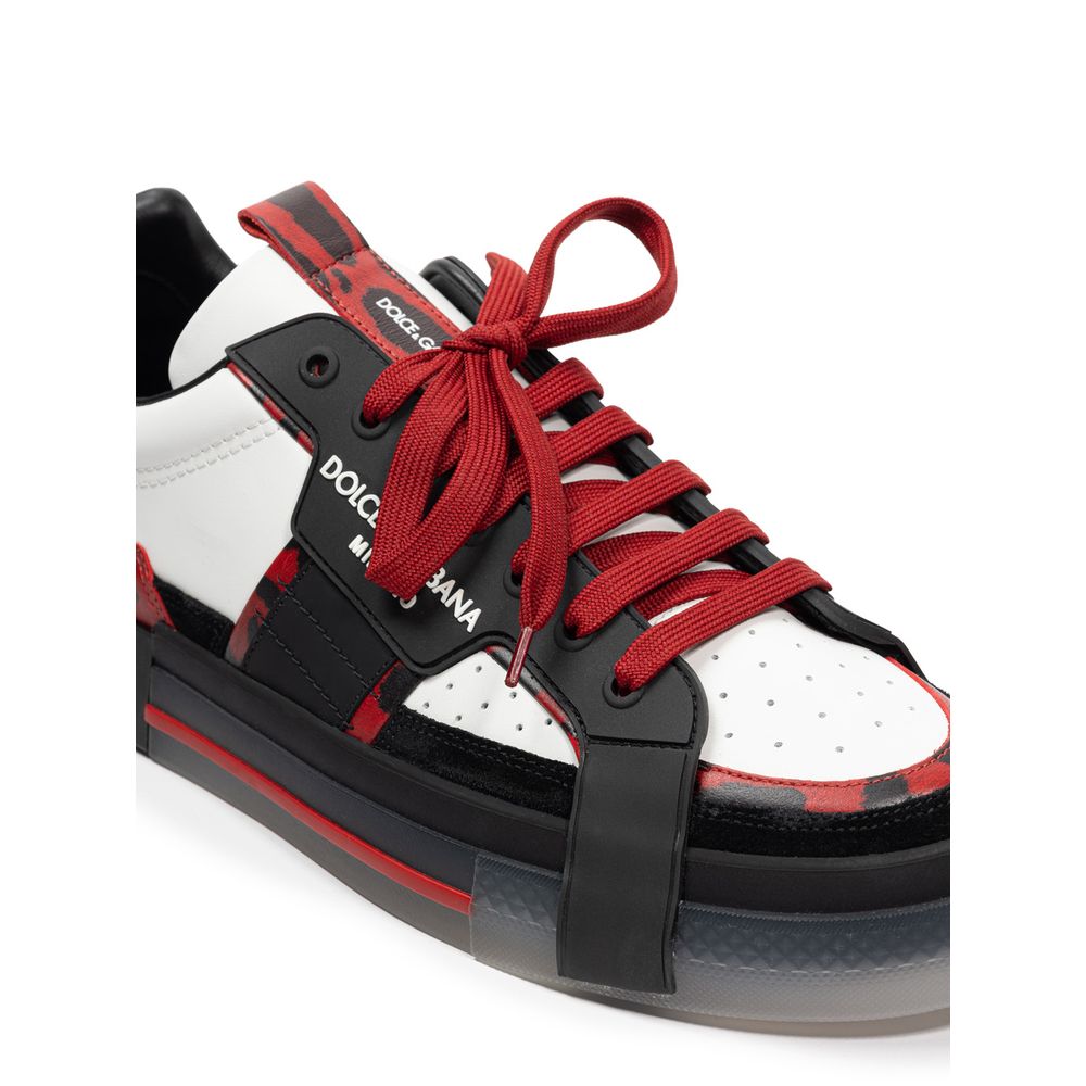 Dolce & Gabbana Black And White Leather Sneaker LUNESCAPE