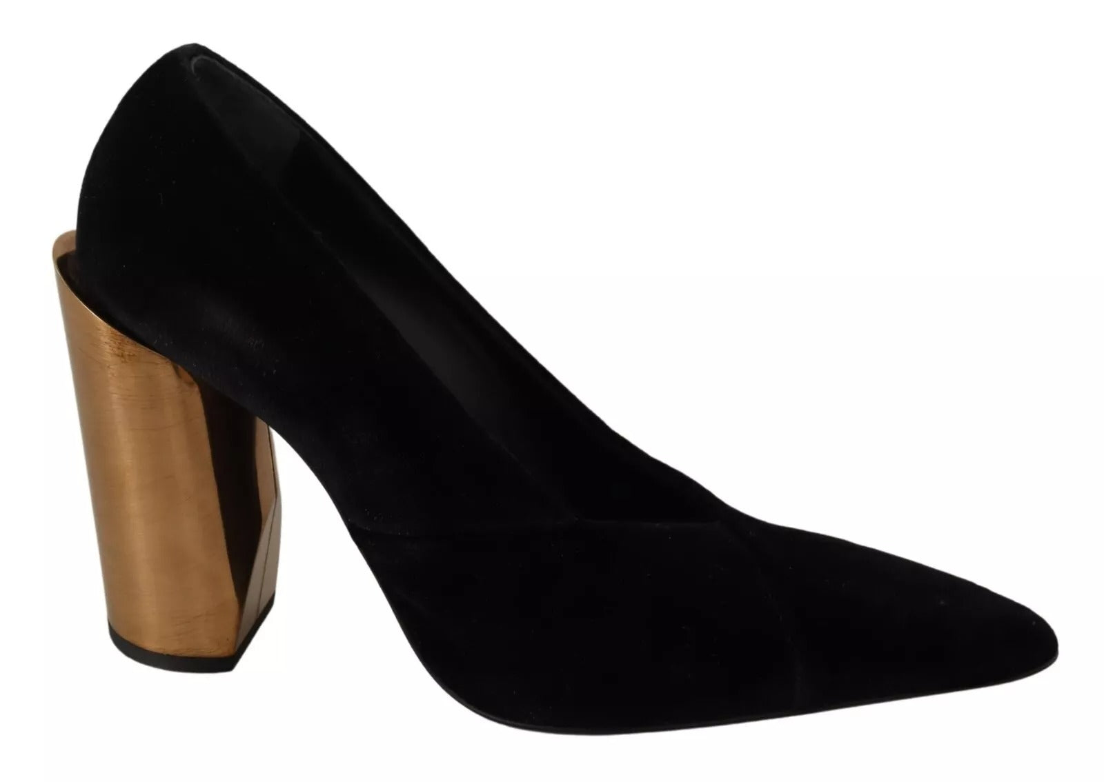 Jil Sander Black Leather Suede Block Heels Pumps Shoes LUNESCAPE