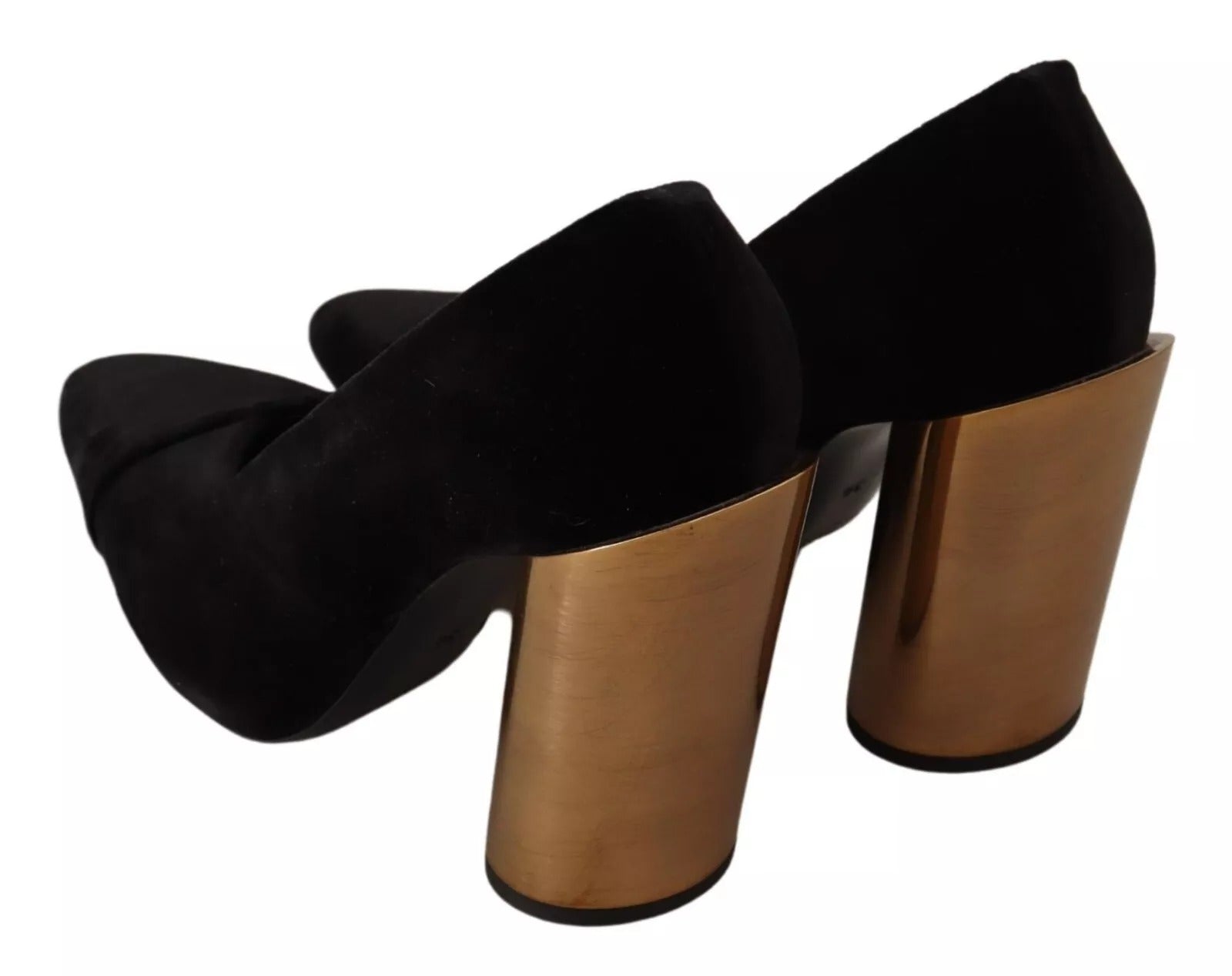 Jil Sander Black Leather Suede Block Heels Pumps Shoes LUNESCAPE