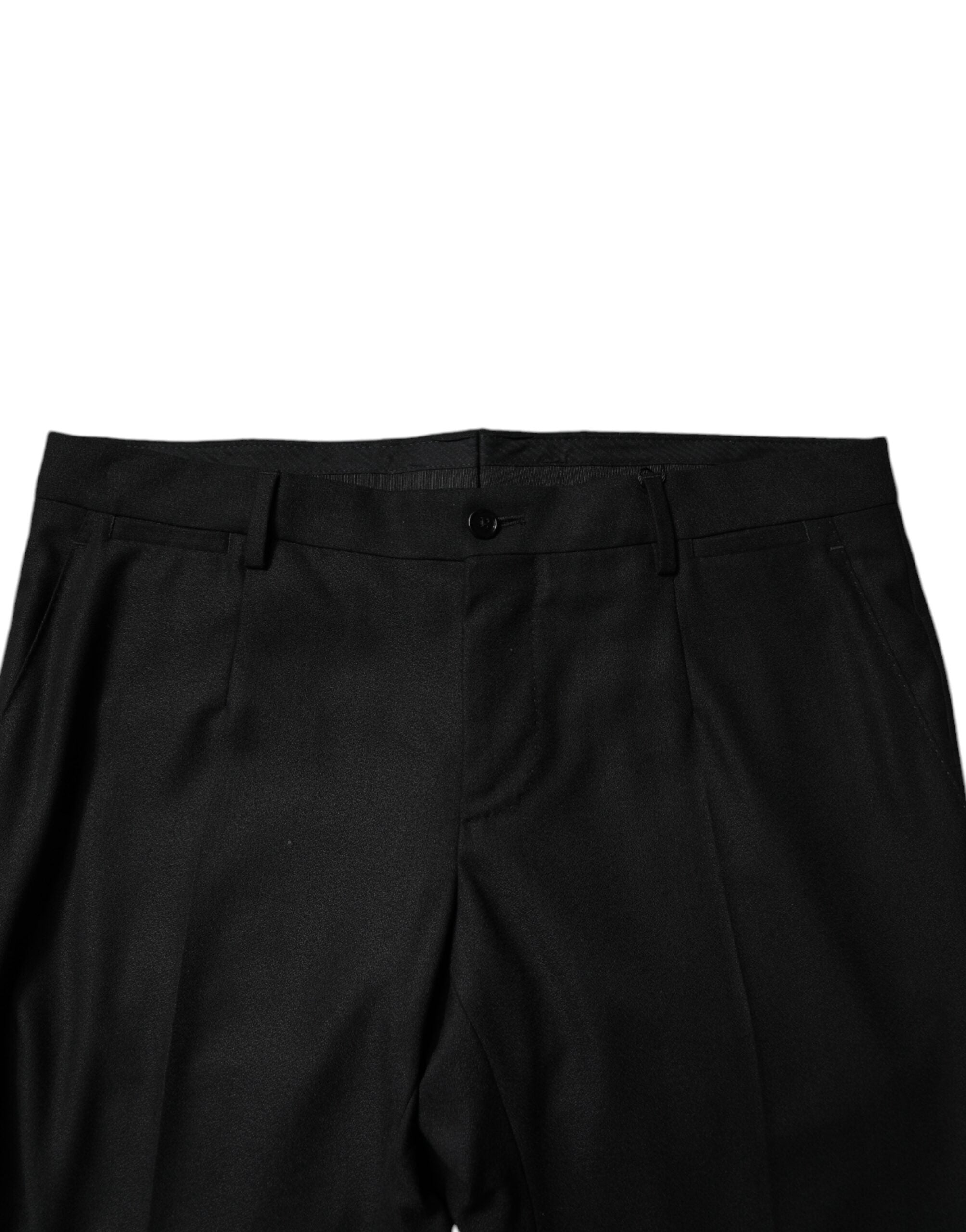 Dolce & Gabbana Black Virgin Wool MenSkinny Dress Formal Pants LUNESCAPE