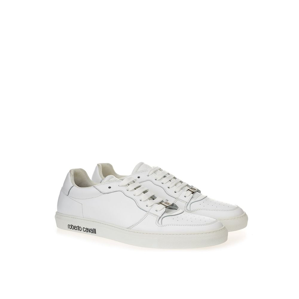 Roberto Cavalli White Leather Sneakers Luxe Footwear LUNESCAPE