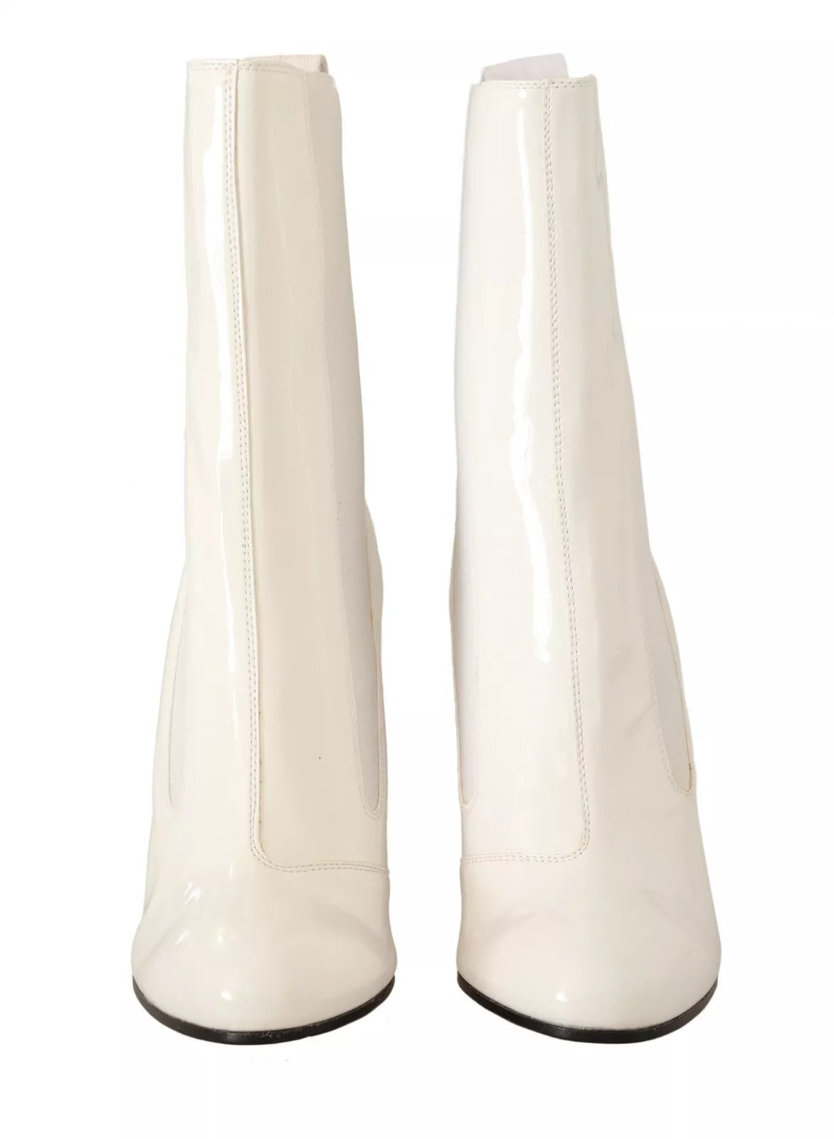GCDS White Leather Fabric Red Logo Heel Ankle Boots Shoes LUNESCAPE
