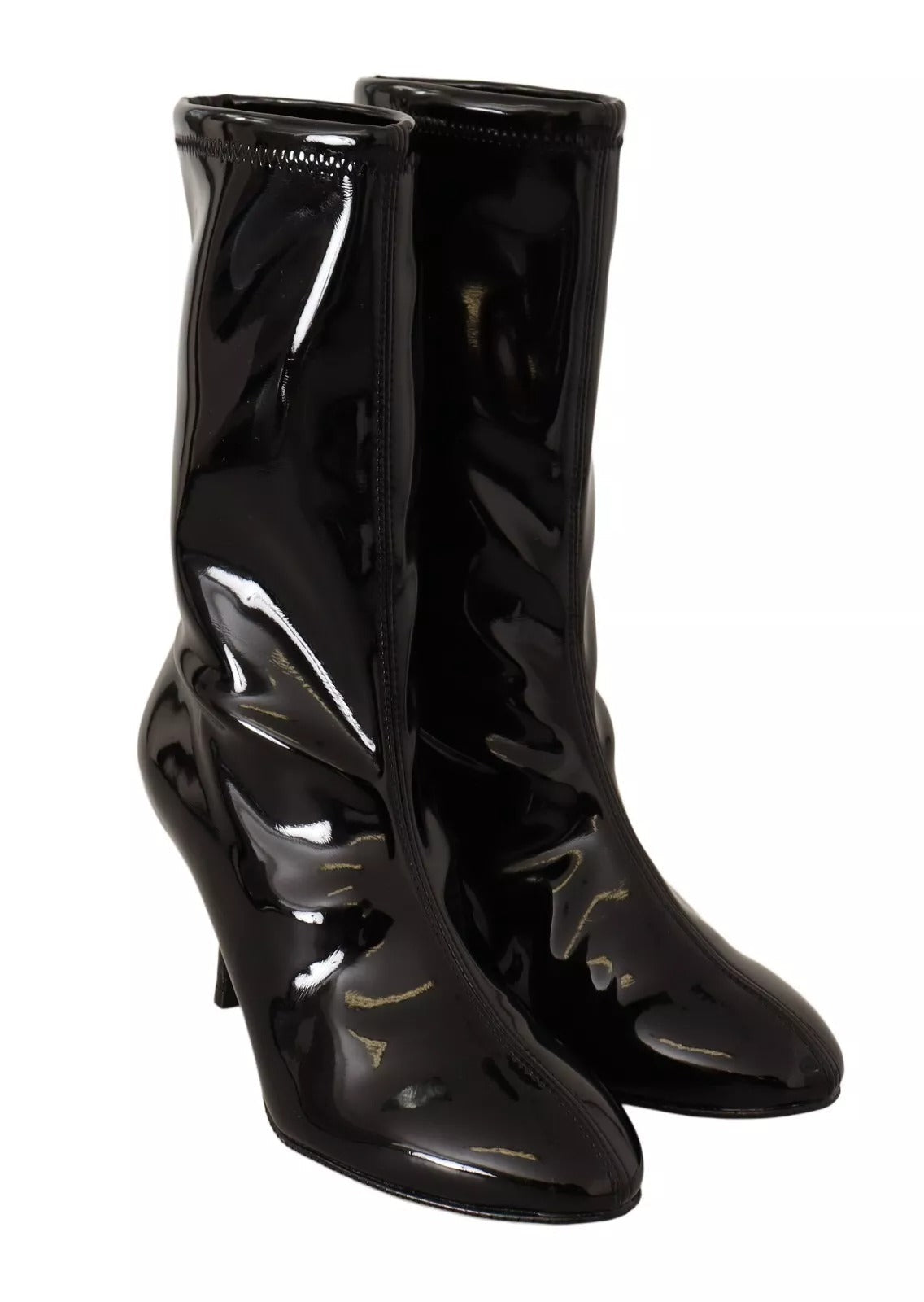 Stuart Weitzman Black Patent Leather High Heels Boots Shoes LUNESCAPE