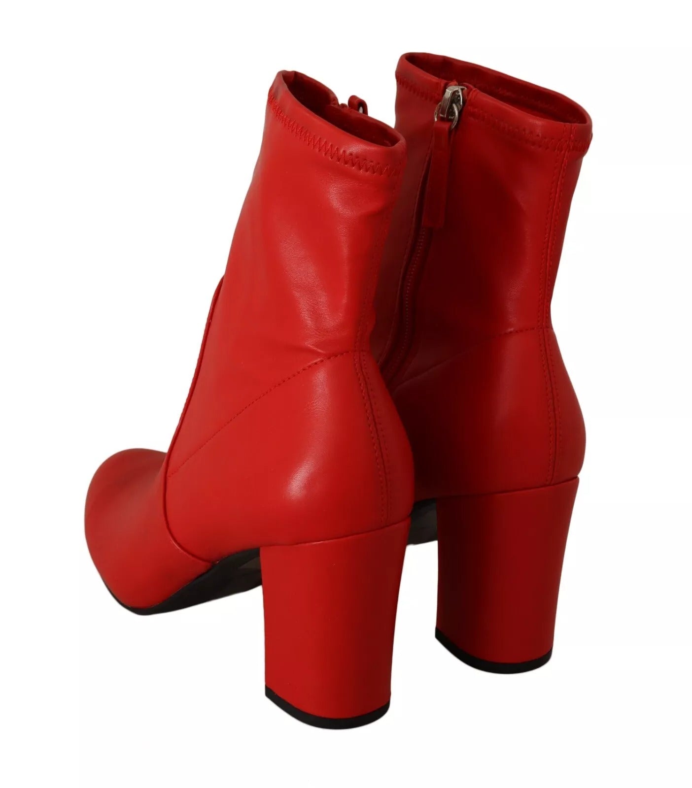 Steve Madden Red Leather Block Heel Sock Boots LUNESCAPE
