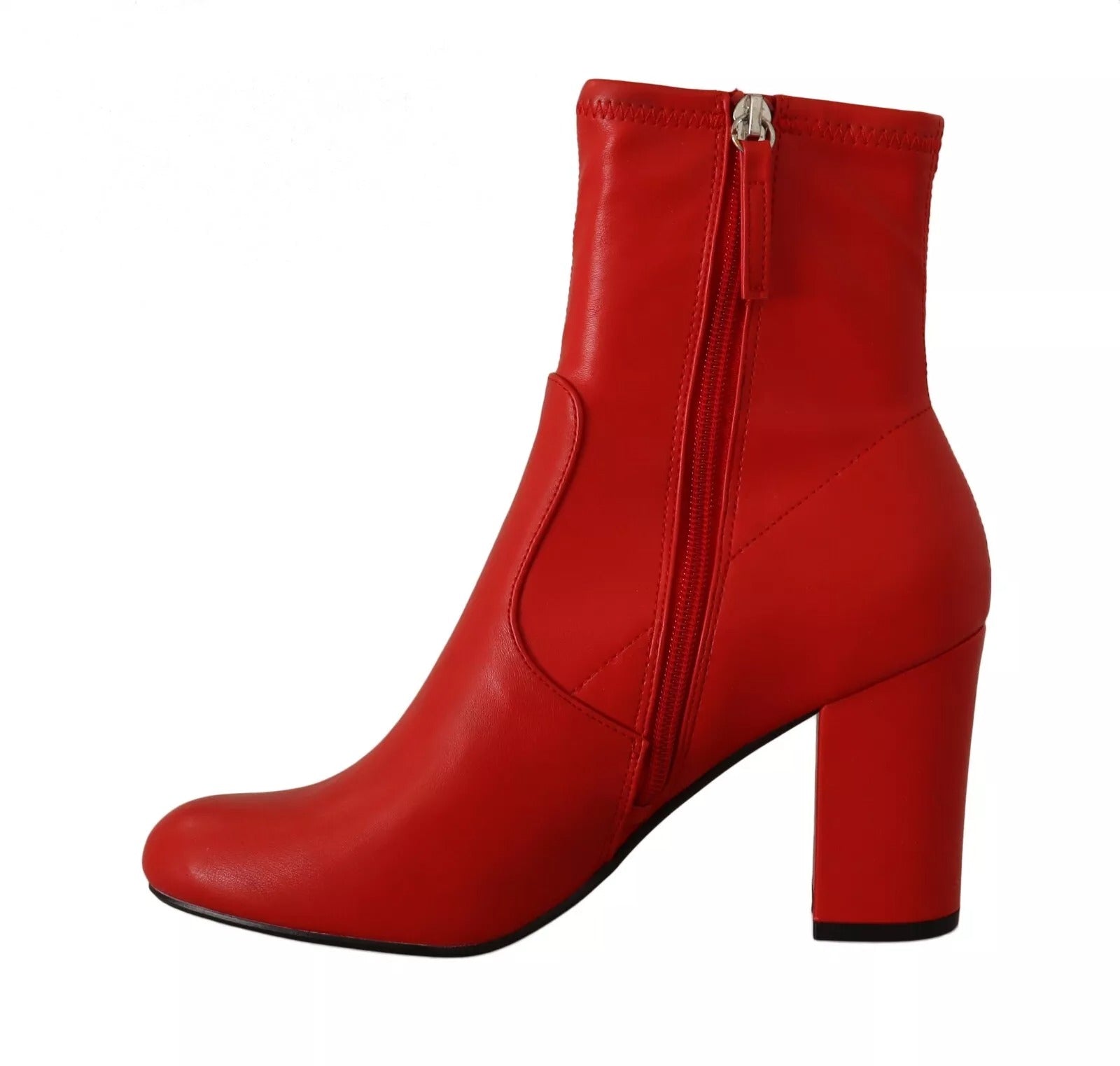 Steve Madden Red Leather Block Heel Sock Boots LUNESCAPE