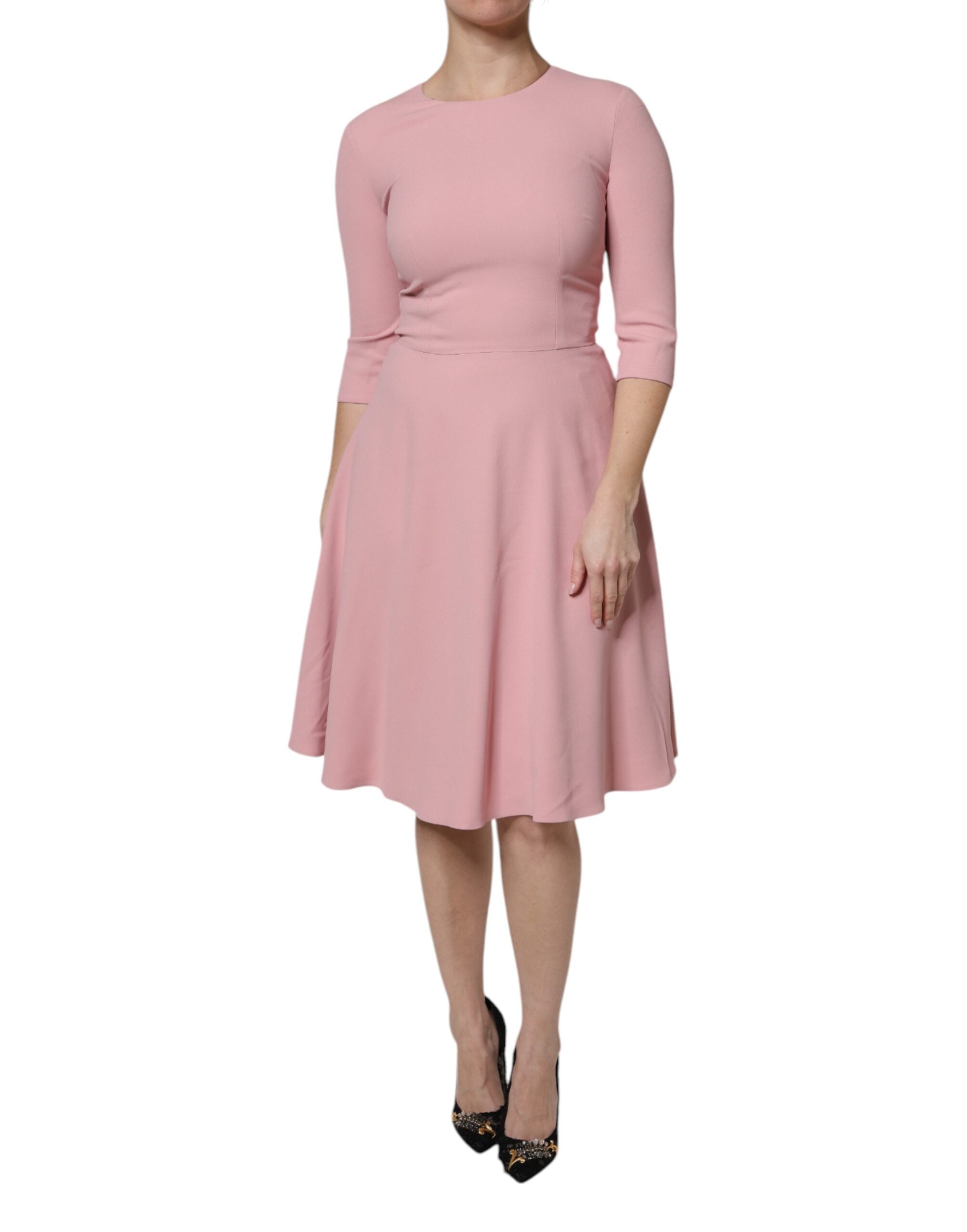 Dolce & Gabbana Pink A-line Flare Viscose 3/4 Sleeves Dress LUNESCAPE