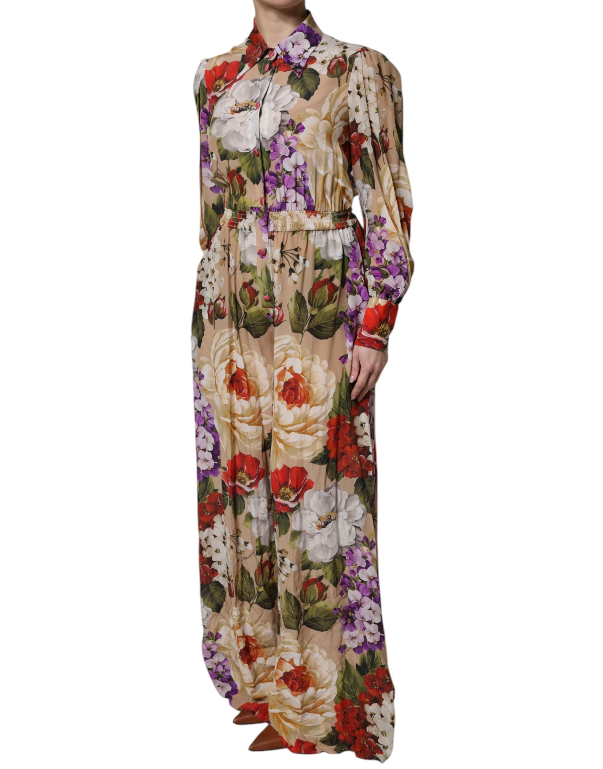Dolce & Gabbana Multicolor Floral Wide Leg Jumpsuit