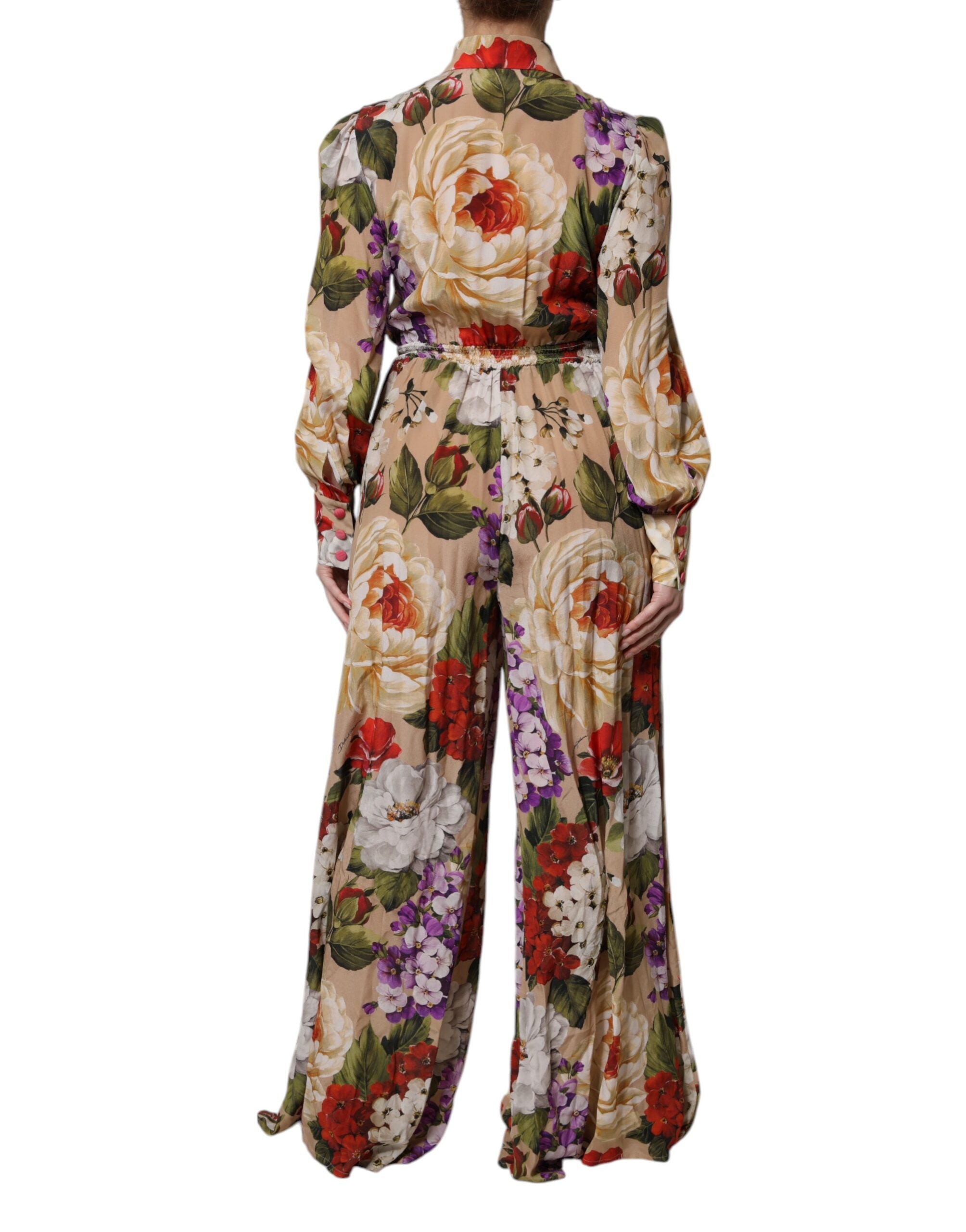 Dolce & Gabbana Multicolor Floral Wide Leg Jumpsuit