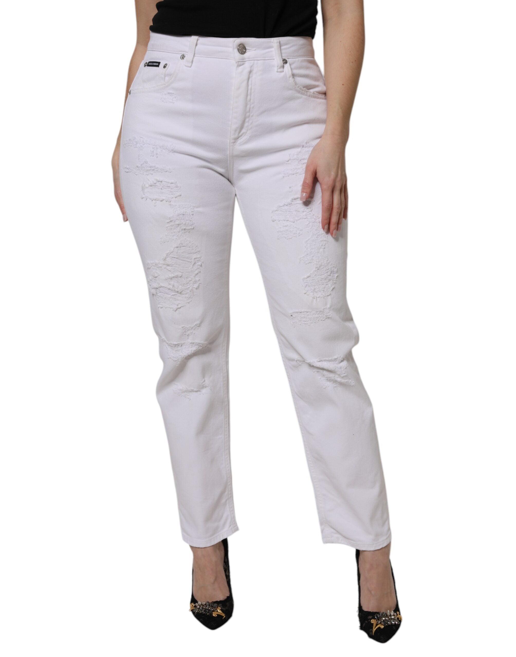 Dolce & Gabbana White High Waist Skinny Denim Jeans