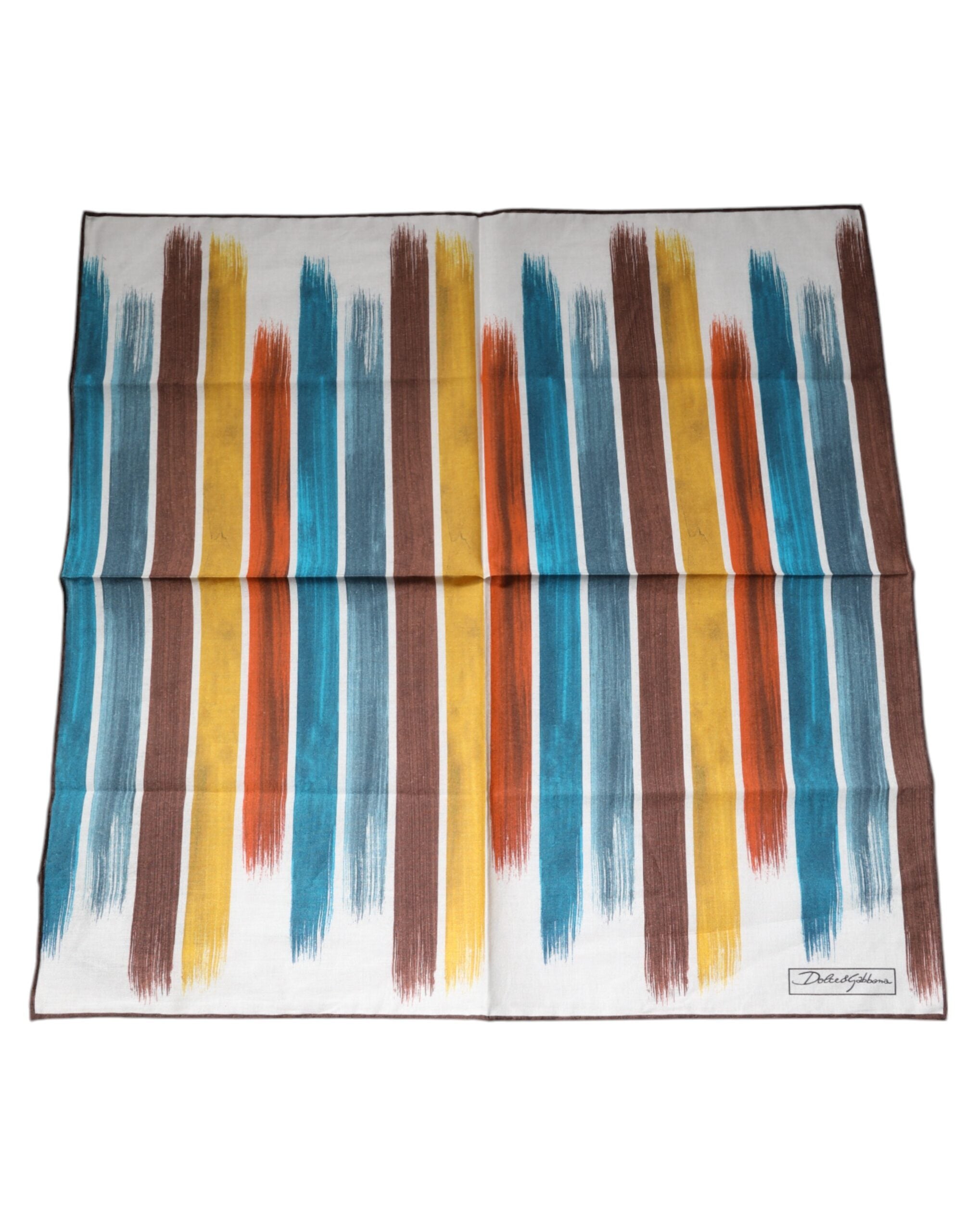 Dolce & Gabbana Multicolor Stripes Cotton Square Foulard Scarf LUNESCAPE