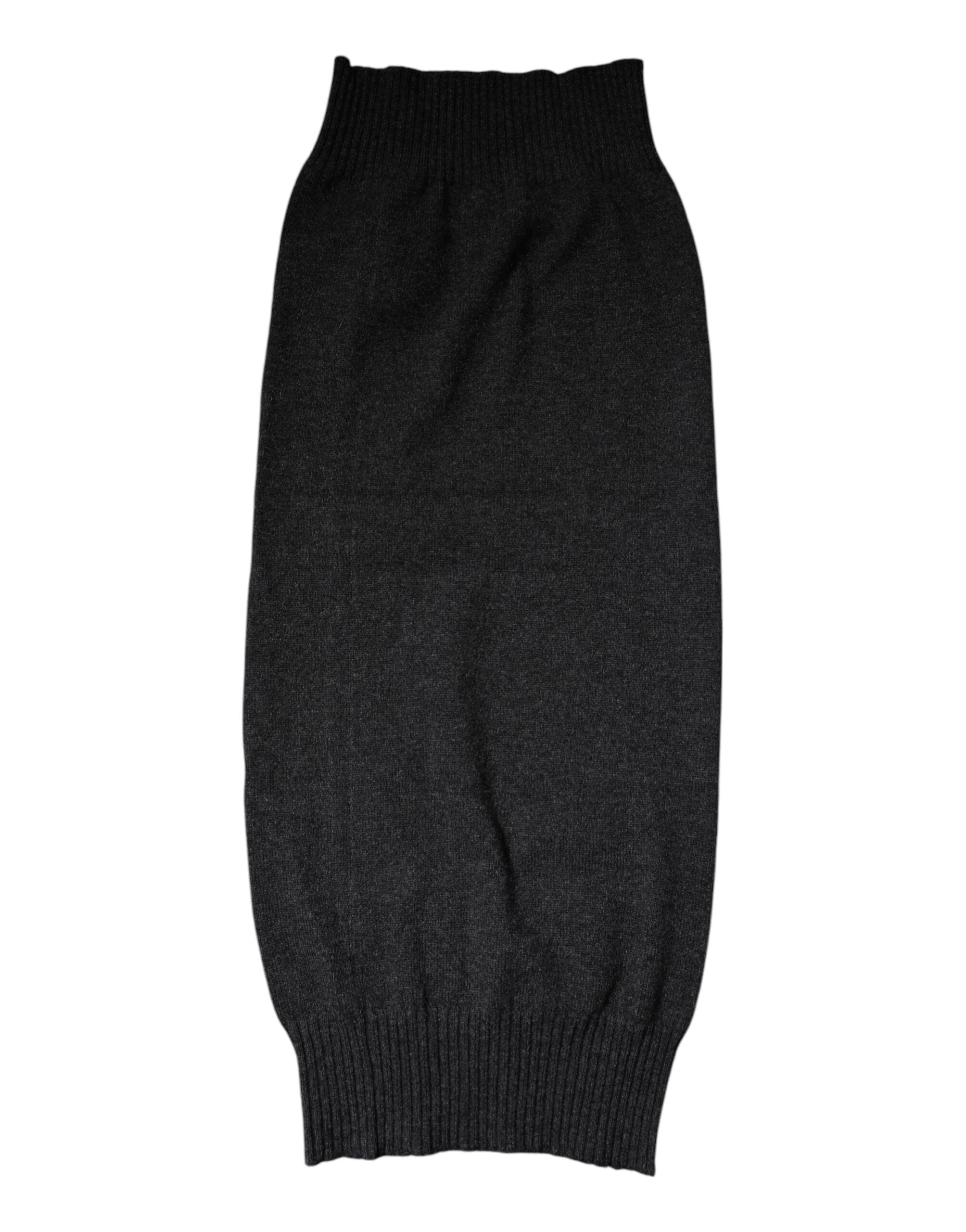 Dolce & Gabbana Black Cashmere Knitted Neck Warmer Foulard Scarf