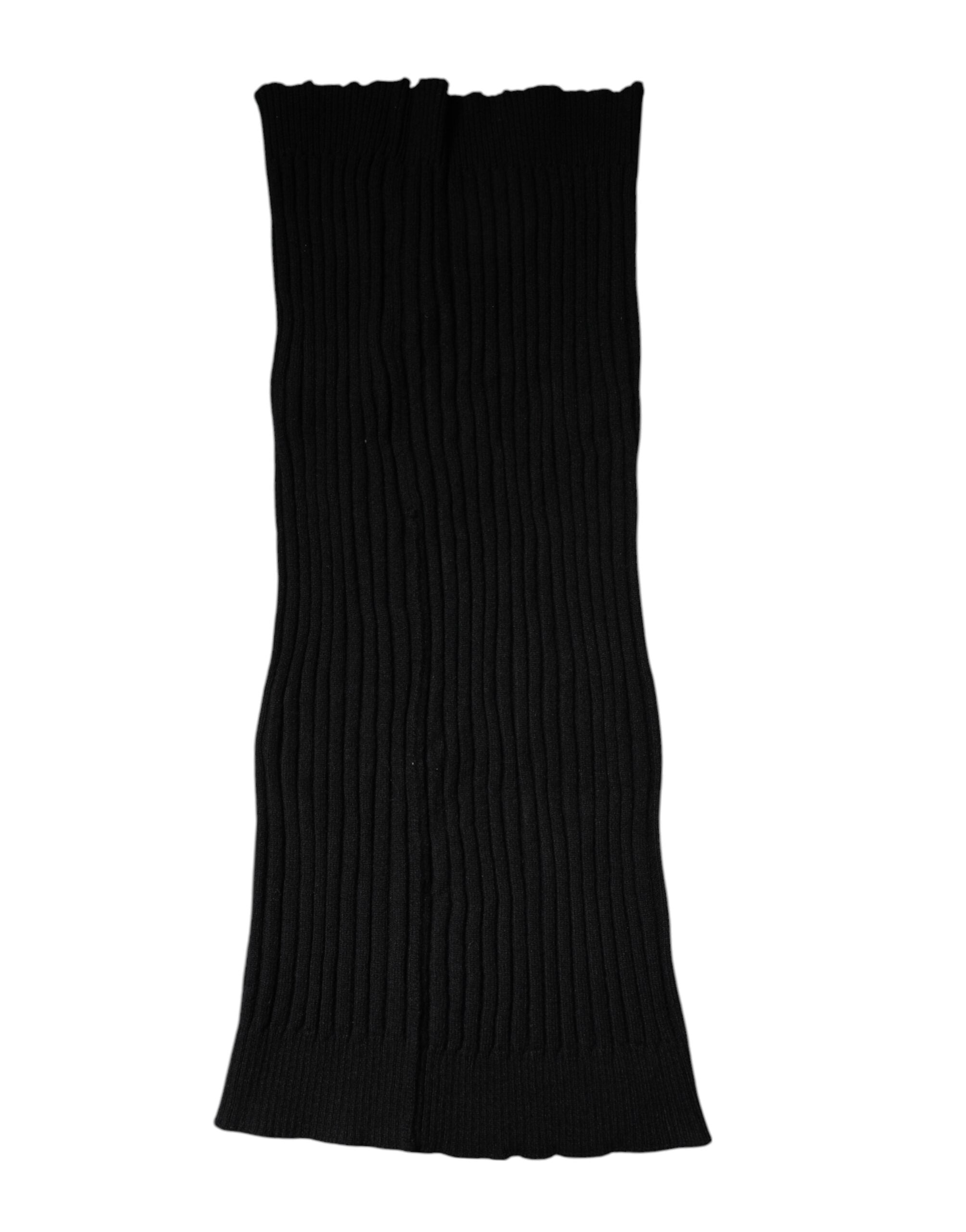 Dolce & Gabbana Black Cashmere Knitted Neck Warmer Foulard Scarf