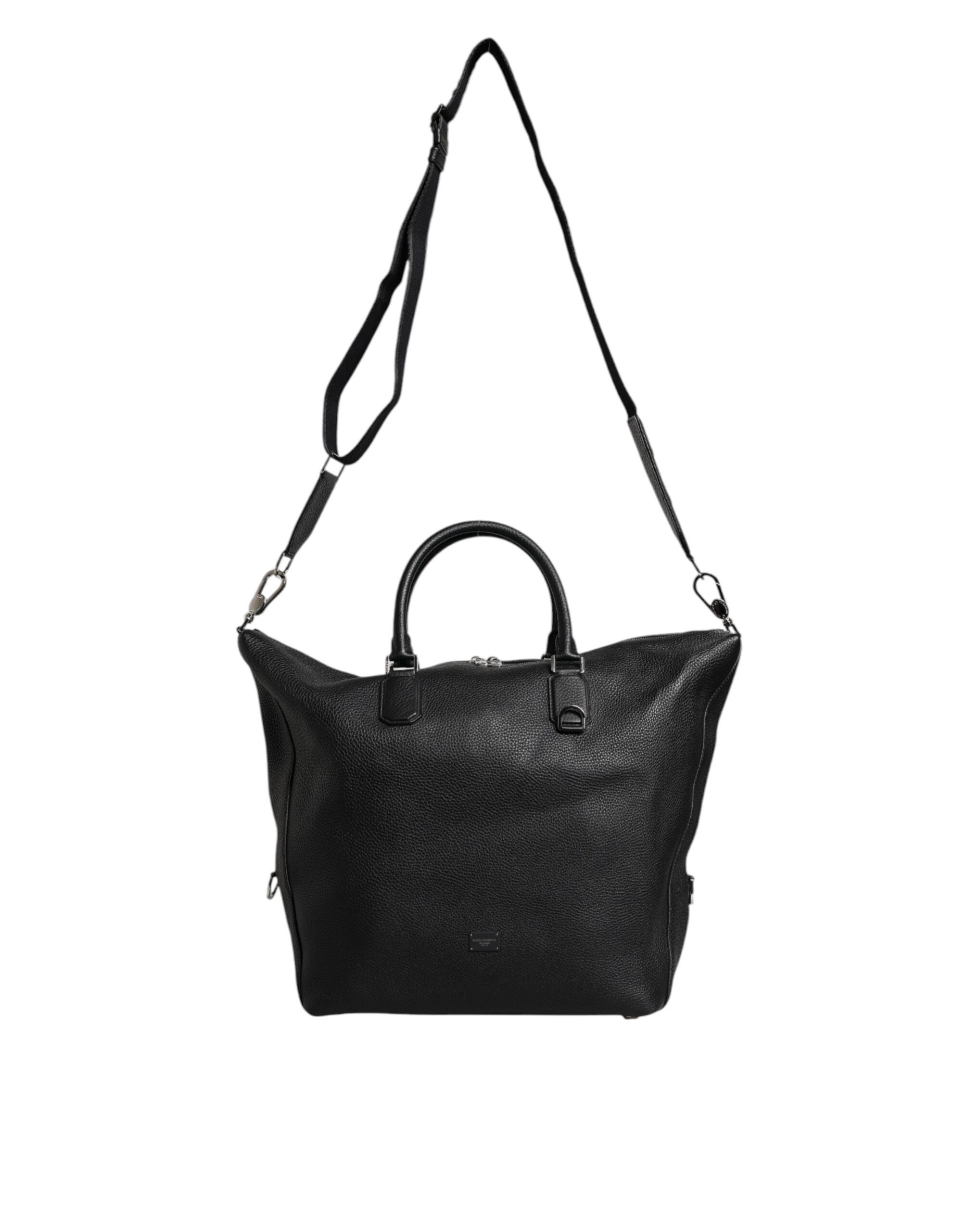 Dolce & Gabbana Black Calfskin Leather Hand Shoulder Duffel Bag