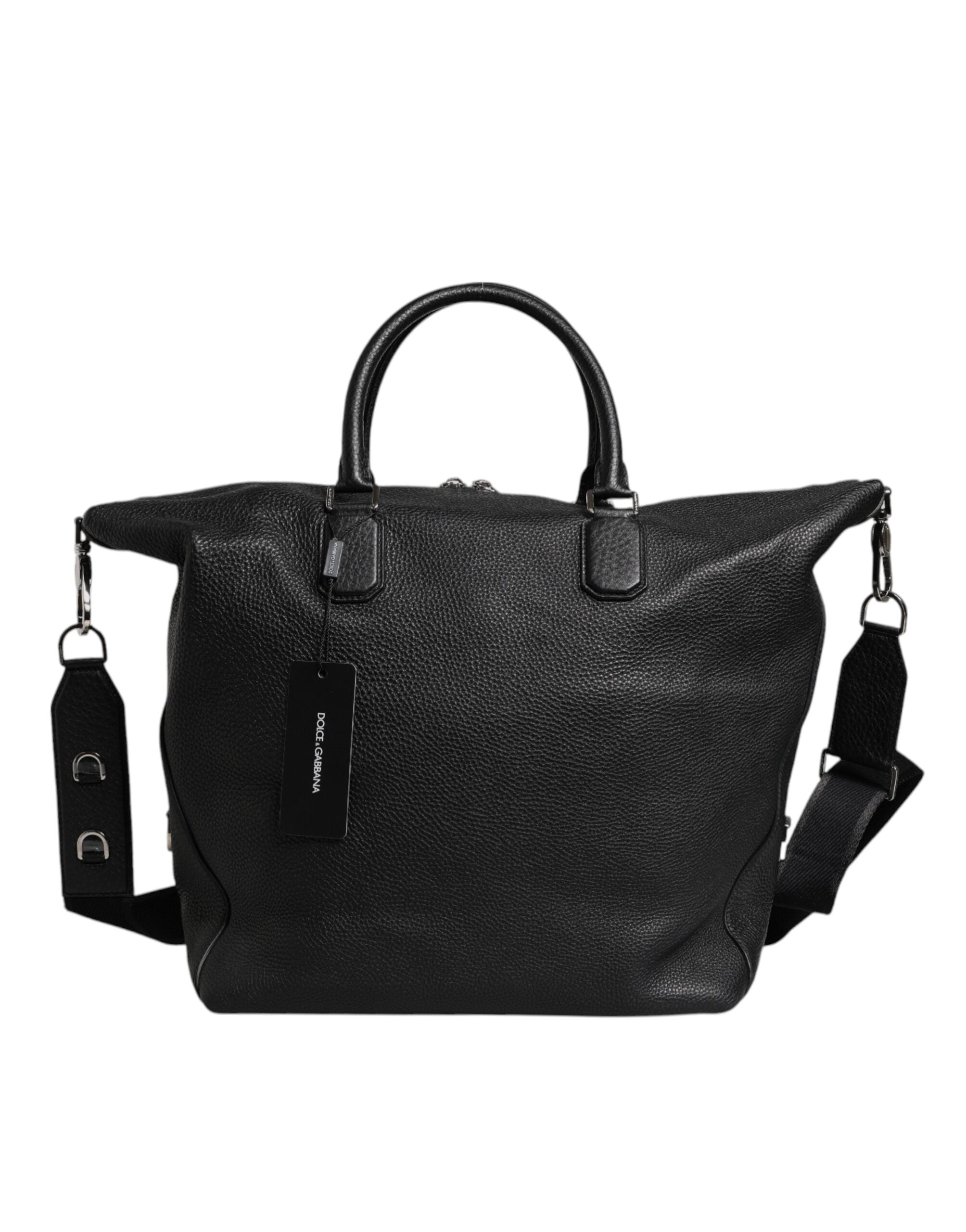 Dolce & Gabbana Black Calfskin Leather Hand Shoulder Duffel Bag