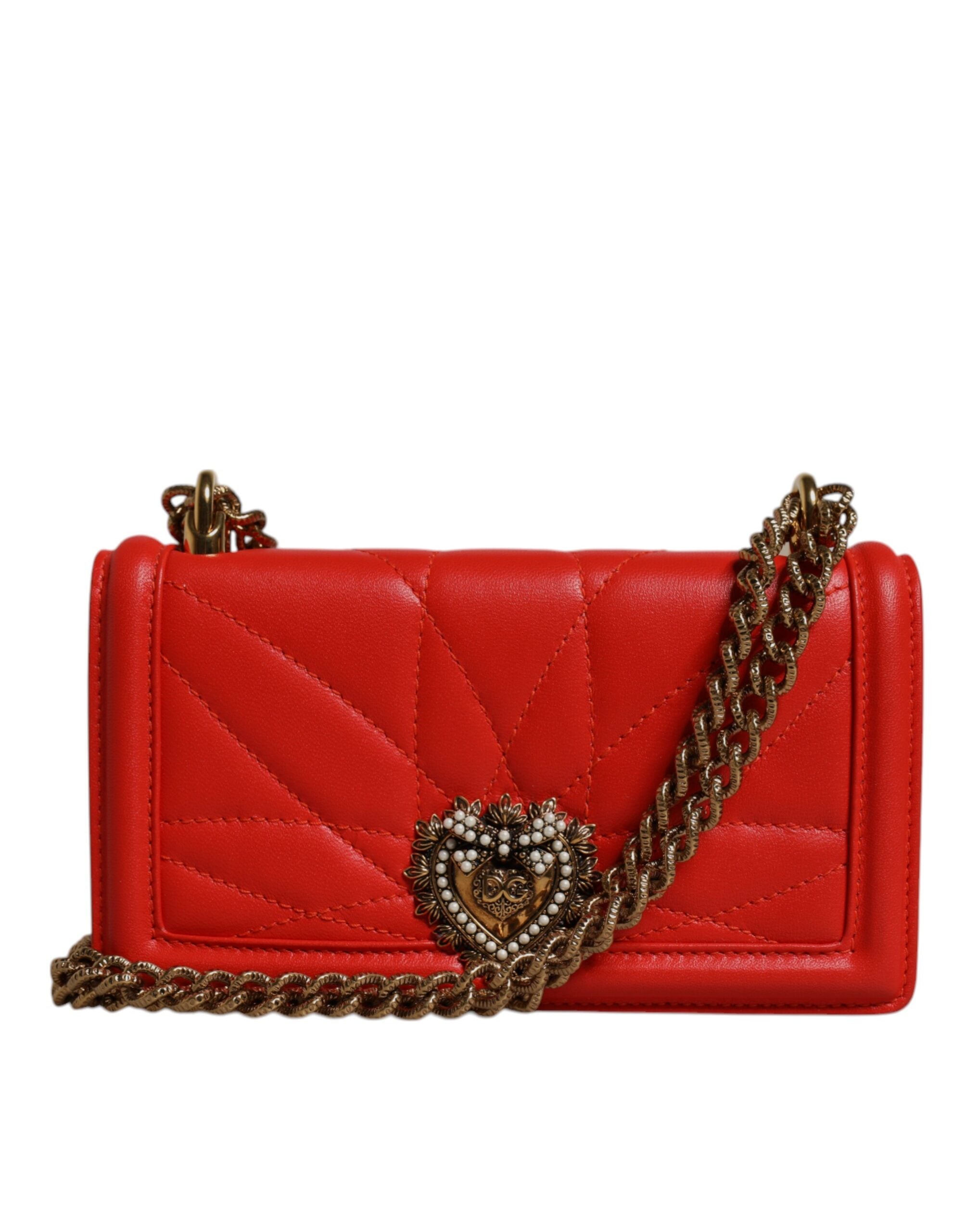 Dolce & Gabbana Red Quilted Devotion Crossbody Chain Mini Bag LUNESCAPE