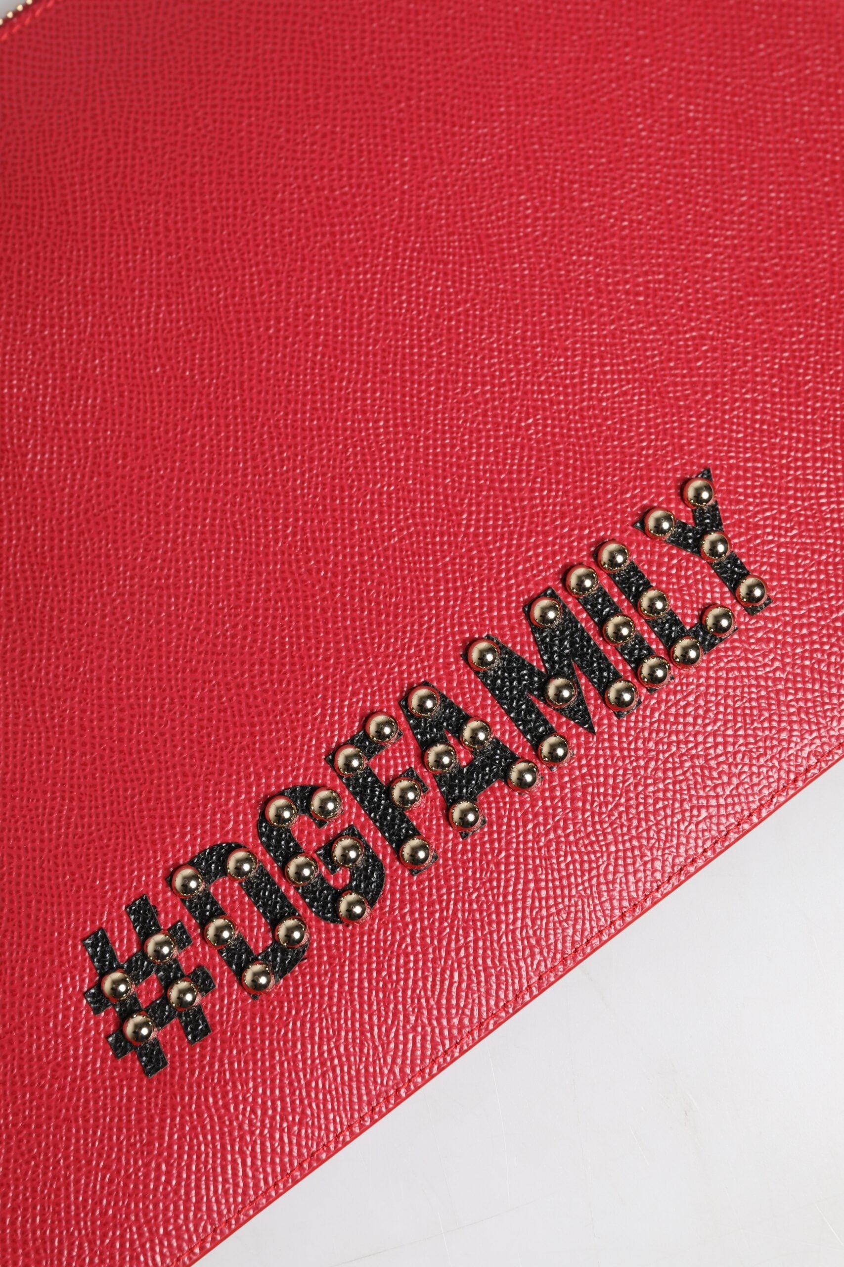 Dolce & Gabbana Red #DGFamily Embellished Leather Clutch Bag LUNESCAPE