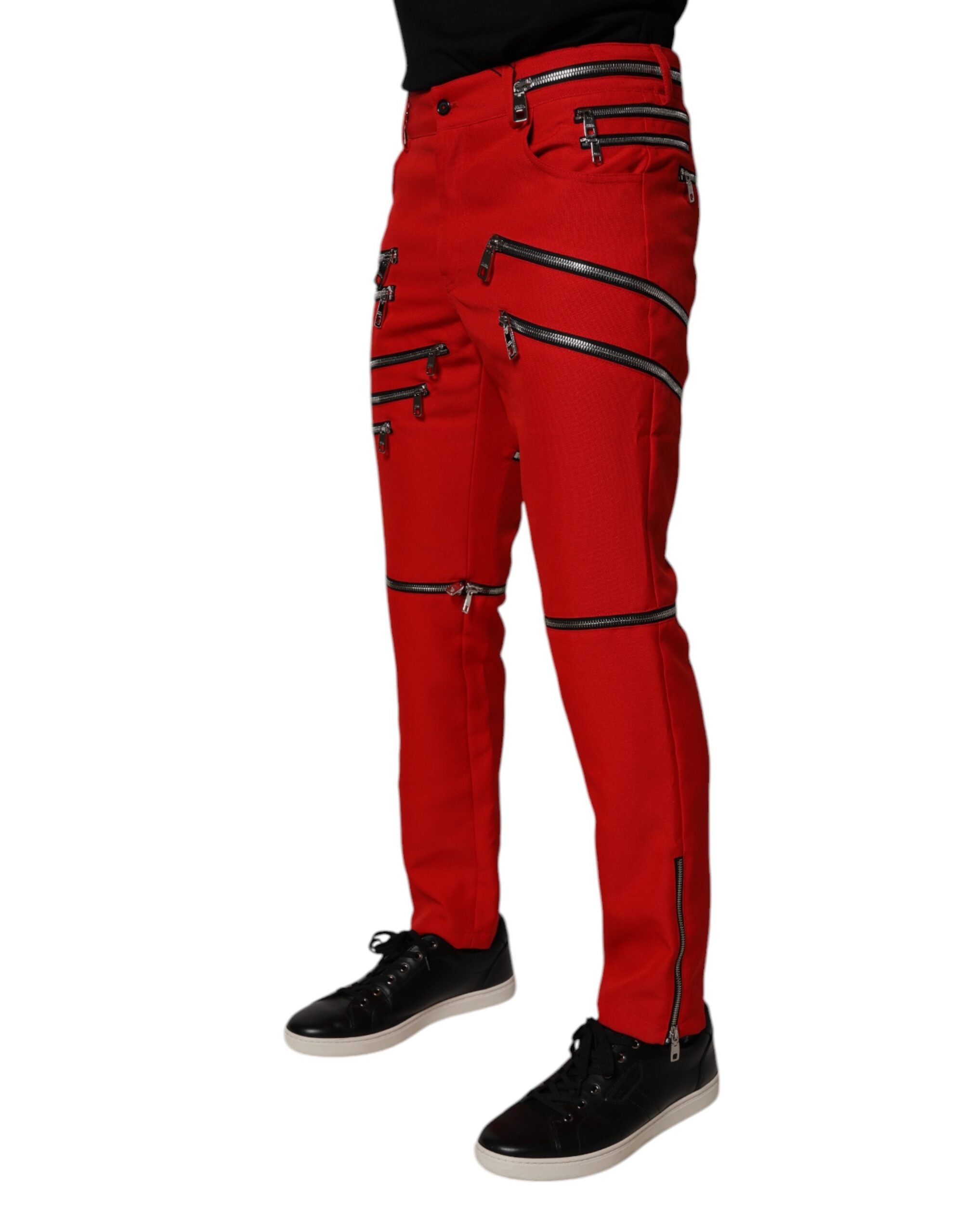 Dolce & Gabbana Red Zipper Skinny Jeans