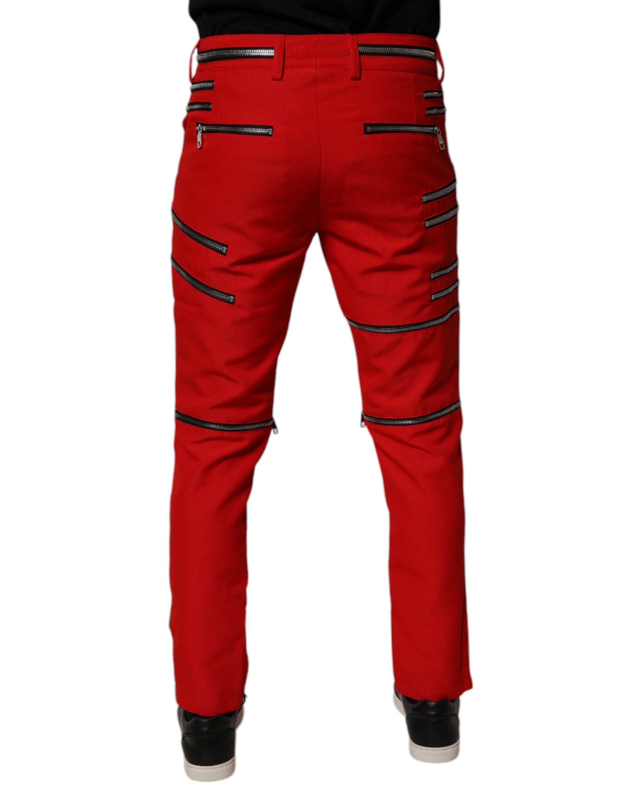 Dolce & Gabbana Red Zipper Skinny Jeans