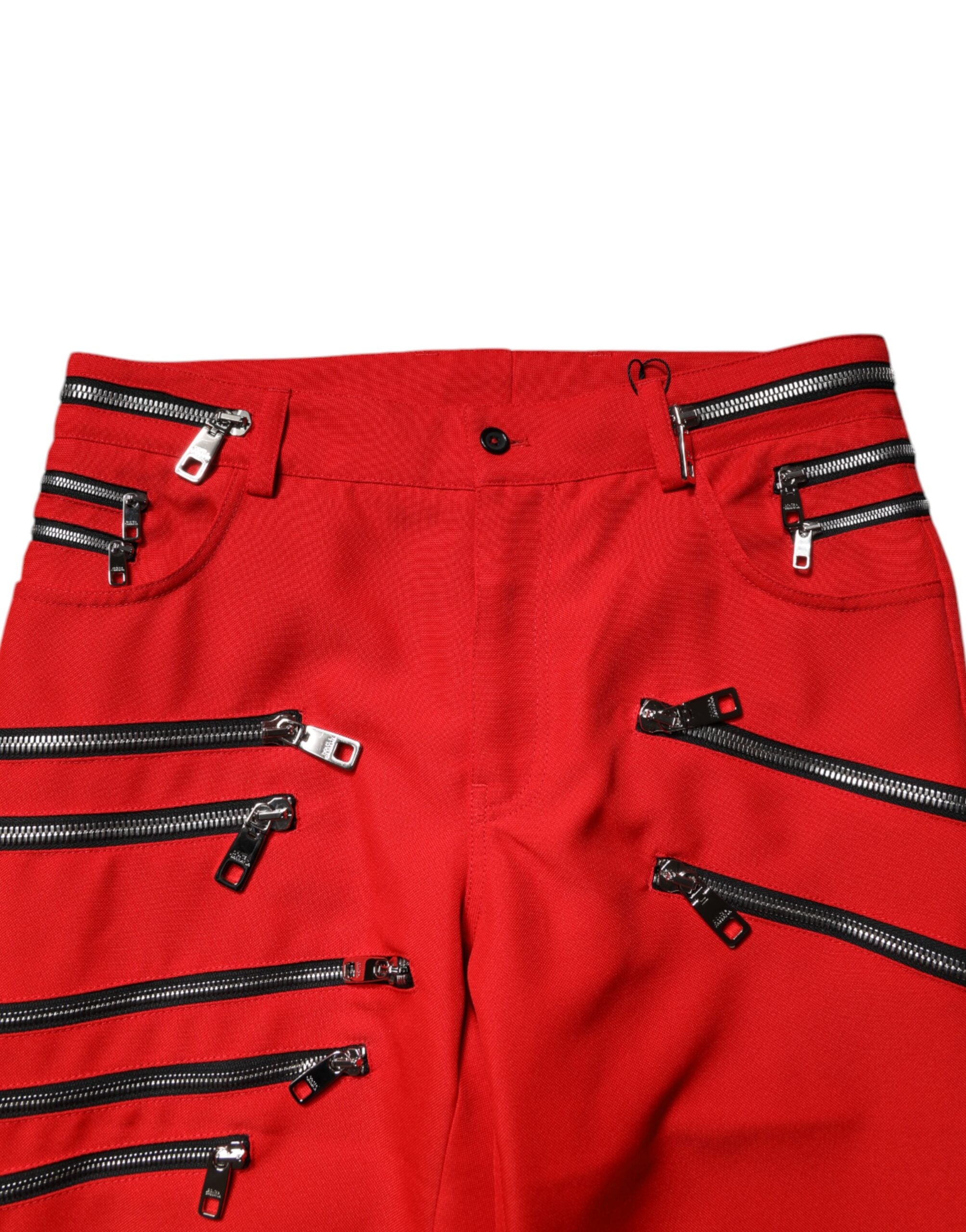 Dolce & Gabbana Red Zipper Skinny Jeans
