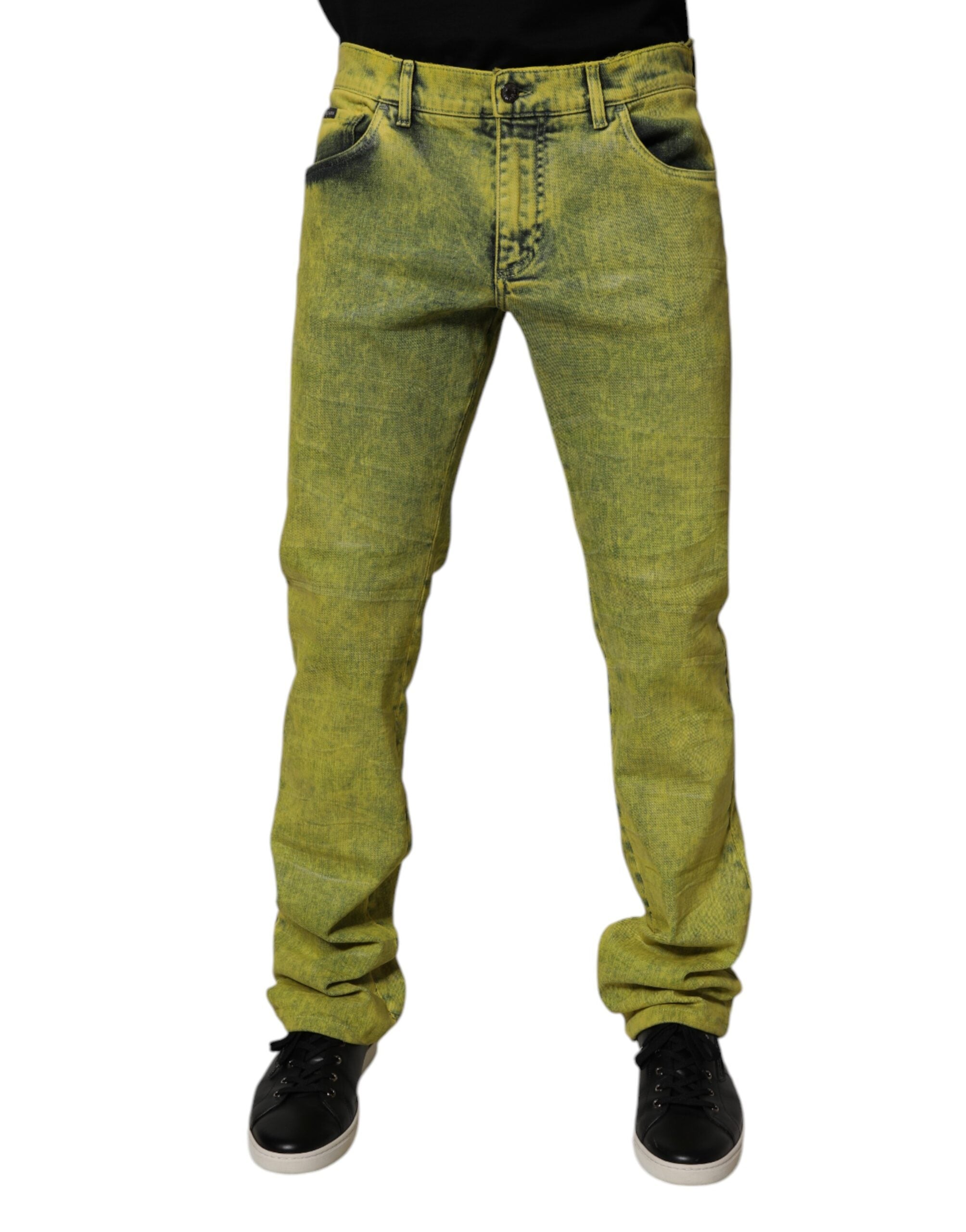Dolce & Gabbana Yellow Cotton Stretch Skinny Men Denim Jeans LUNESCAPE