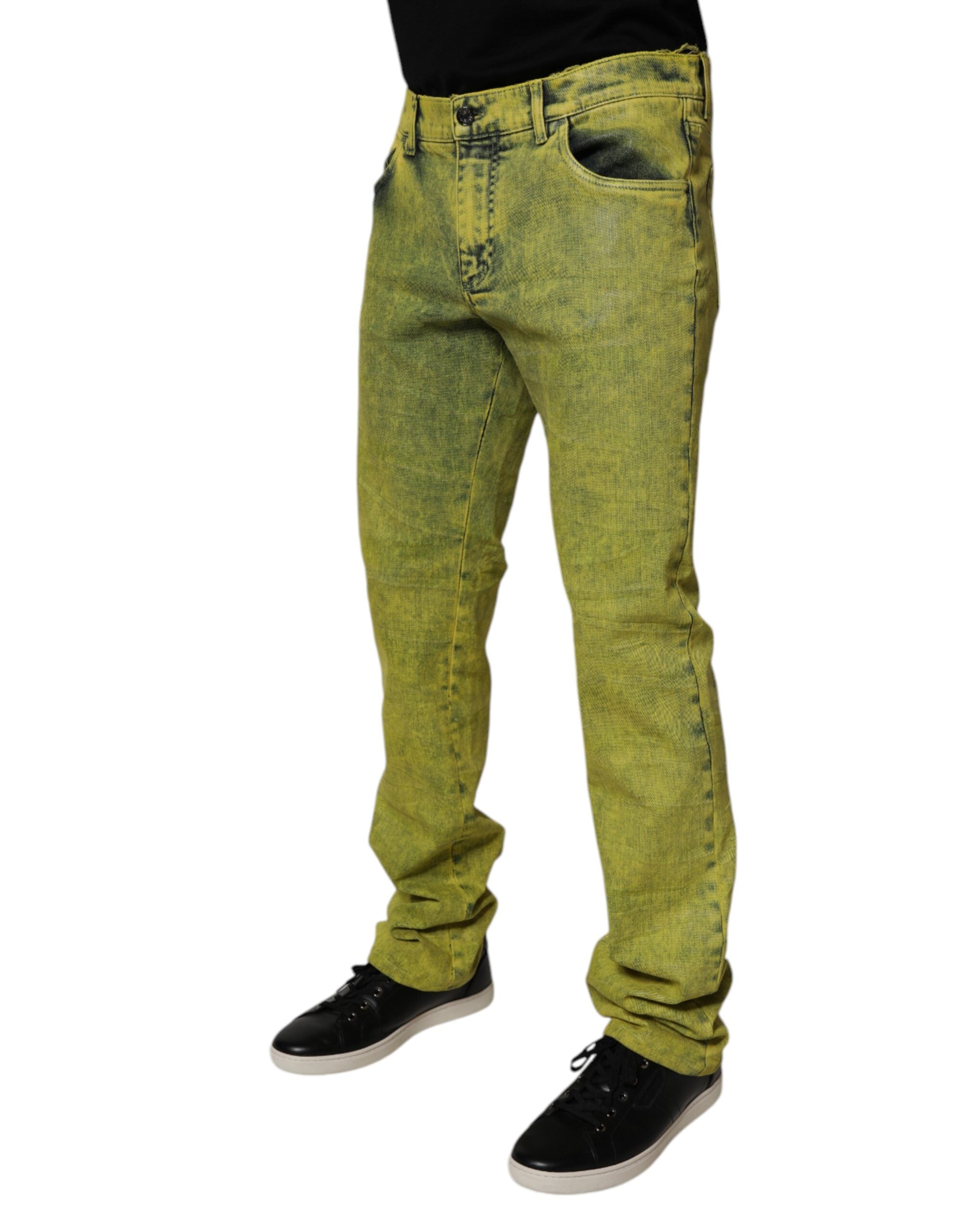 Dolce & Gabbana Yellow Cotton Stretch Skinny Men Denim Jeans