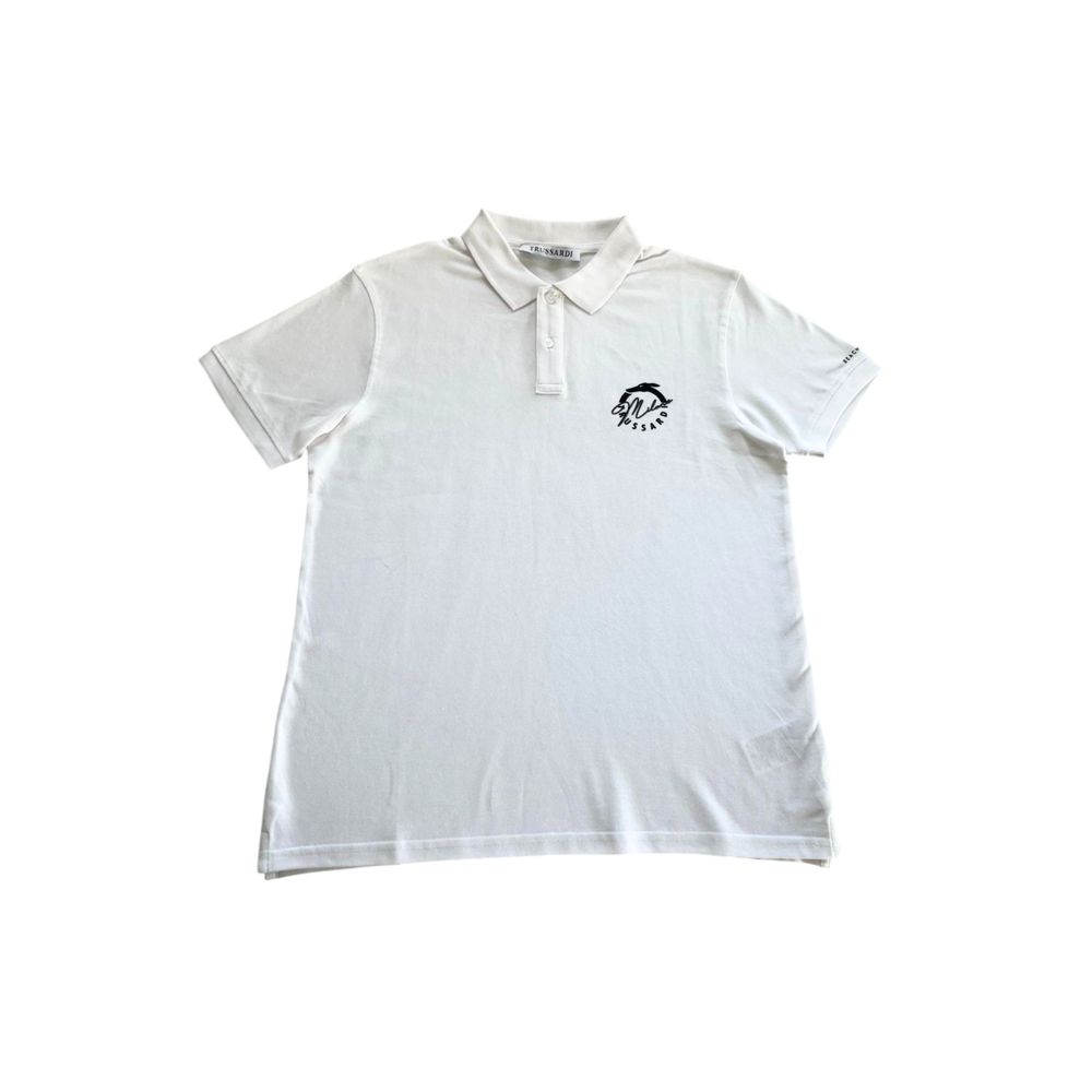 Trussardi Beachwear White Cotton Men Polo Shirt LUNESCAPE