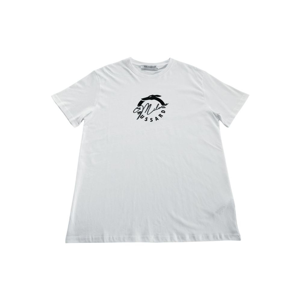 Trussardi Beachwear White Cotton Men T-Shirt LUNESCAPE