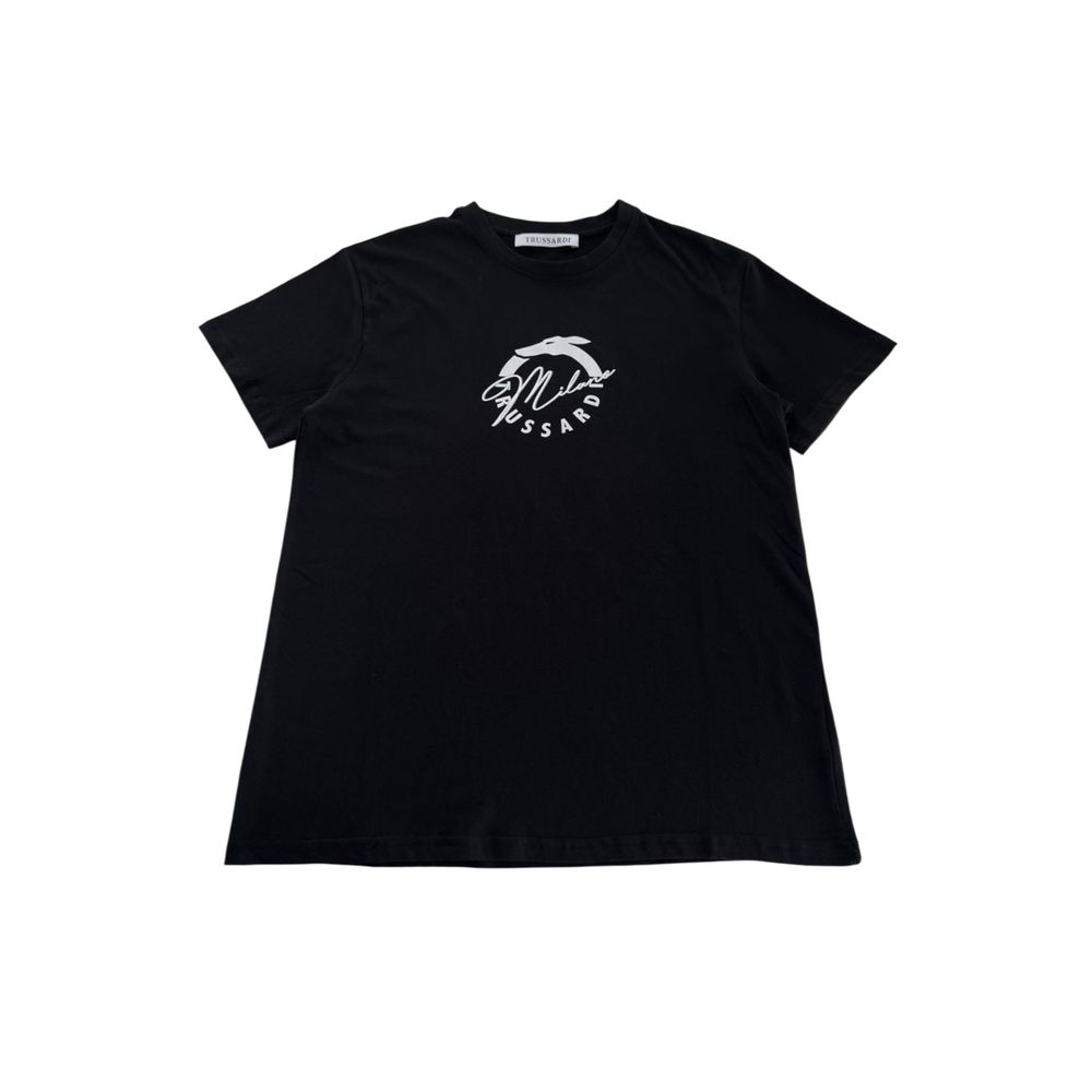 Trussardi Beachwear Black Cotton Men T-Shirt LUNESCAPE