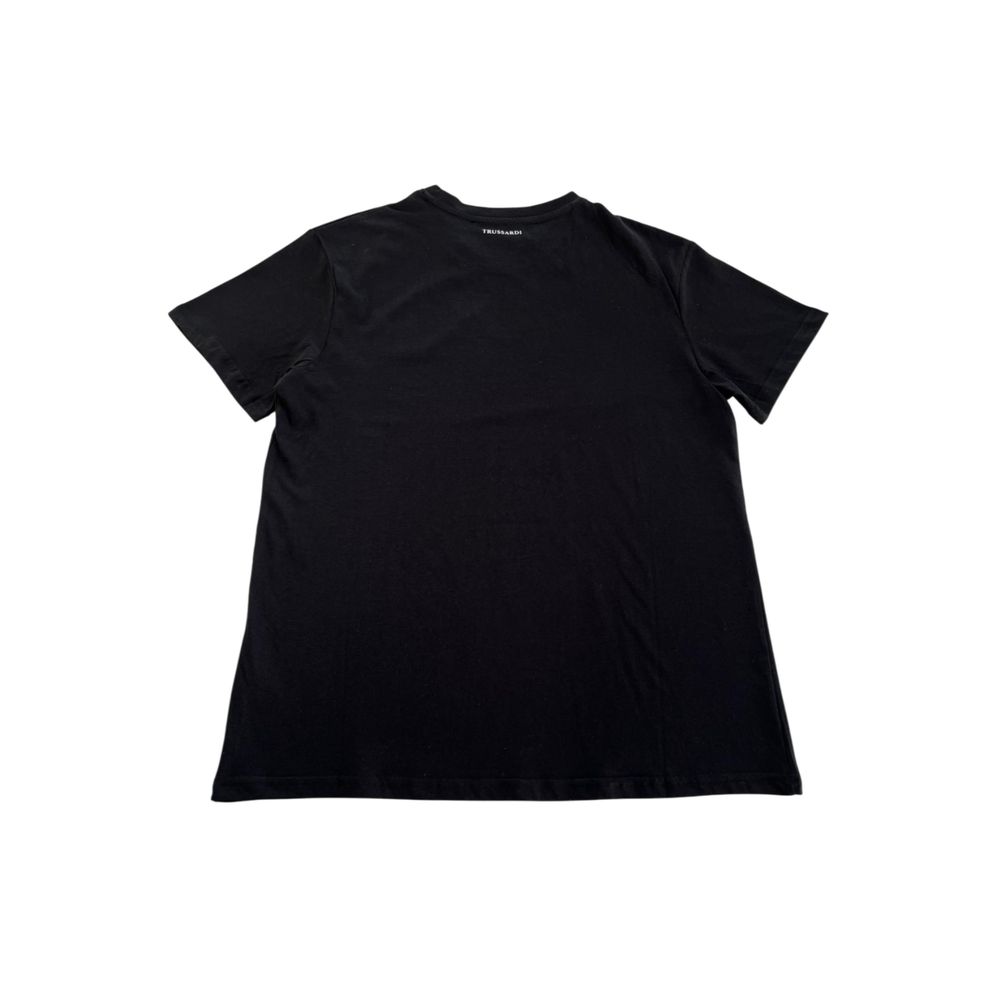 Trussardi Beachwear Black Cotton Men T-Shirt LUNESCAPE