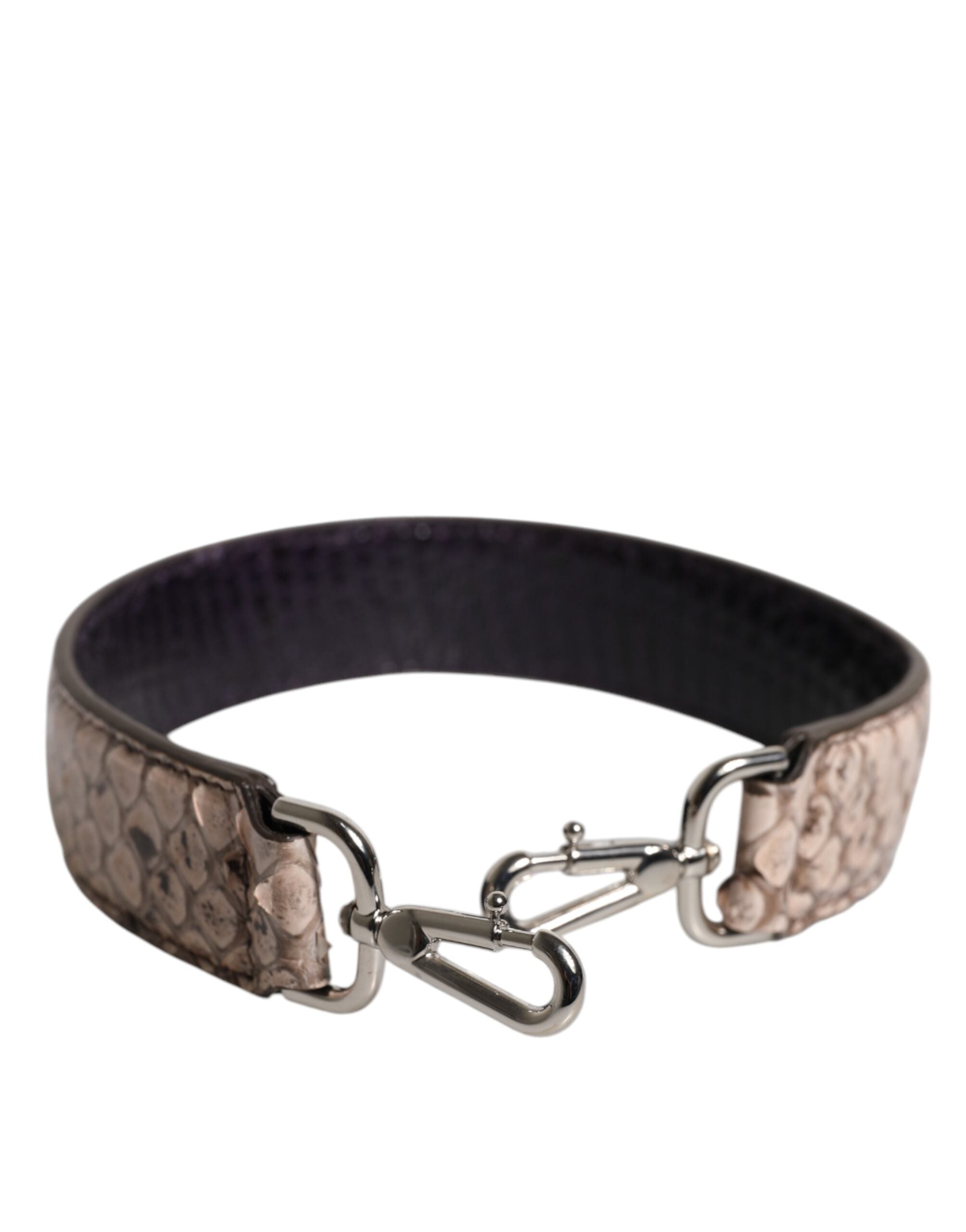 Dolce & Gabbana Black Cream Exotic Leather Bag Shoulder Strap LUNESCAPE