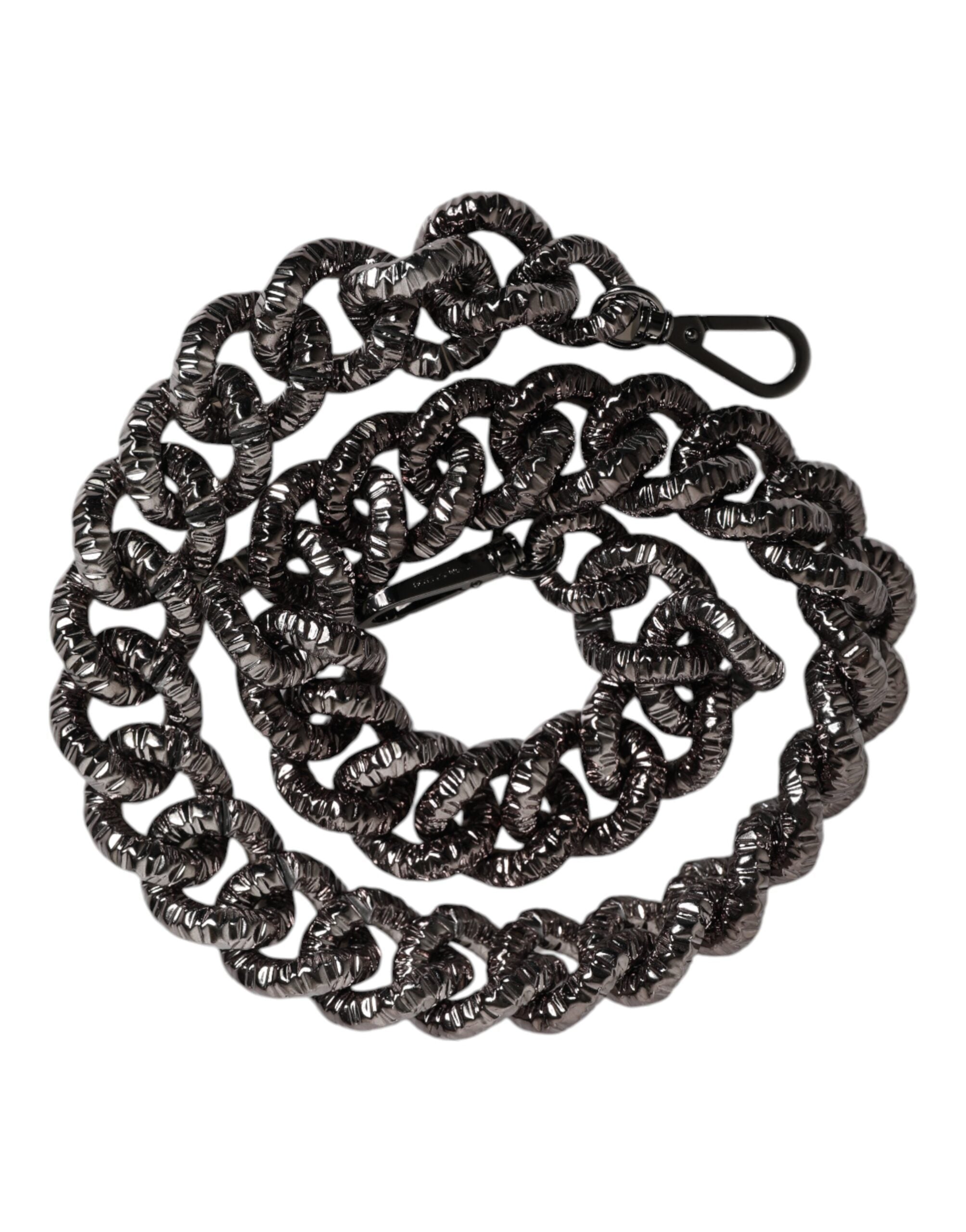 Dolce & Gabbana Black Chain Logo Engraved Bag Shoulder Strap LUNESCAPE