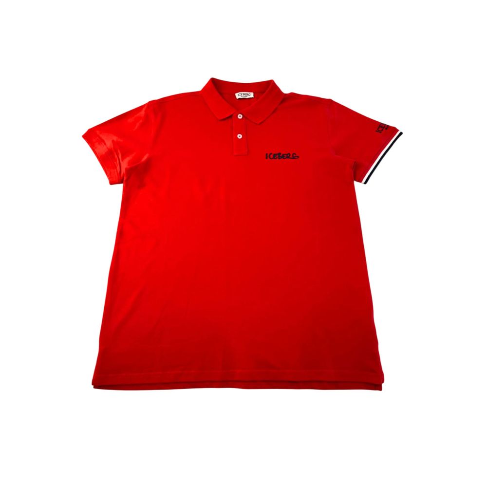 Iceberg Red Cotton Men Polo Shirt LUNESCAPE