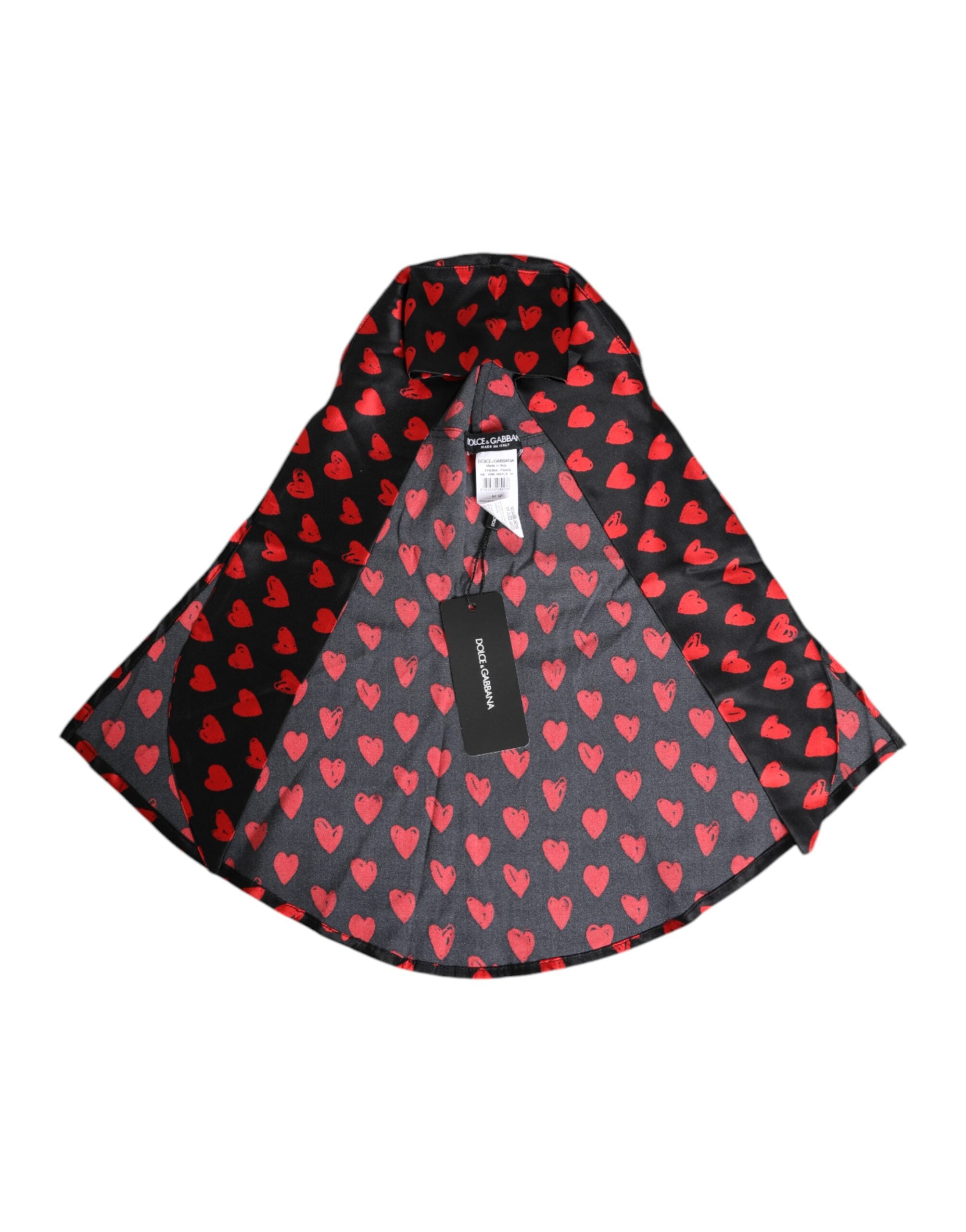 Dolce & Gabbana Black Red Hearts Polyester Hat
