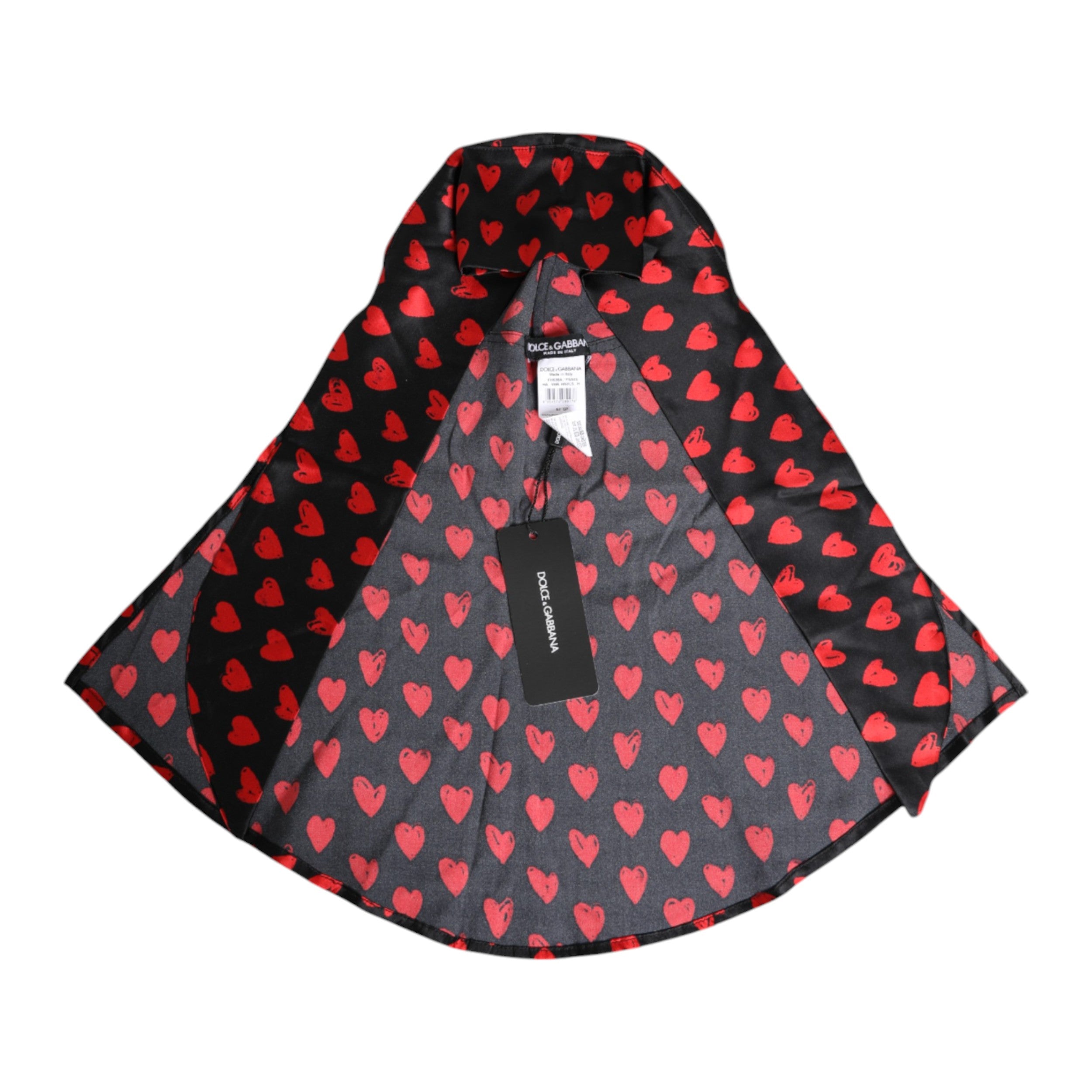 Dolce & Gabbana Black Red Hearts Polyester Hat