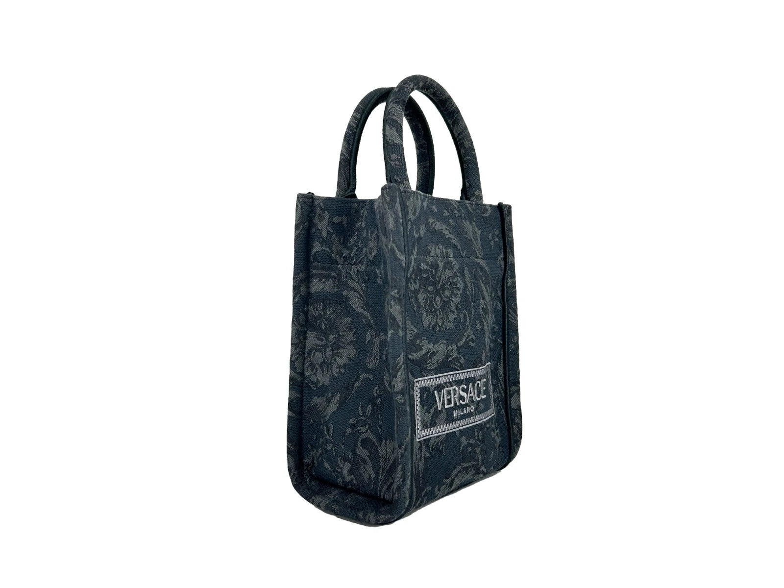Versace Athena Barocco Mini Top Handle Tote Crossbody Bag Black LUNESCAPE